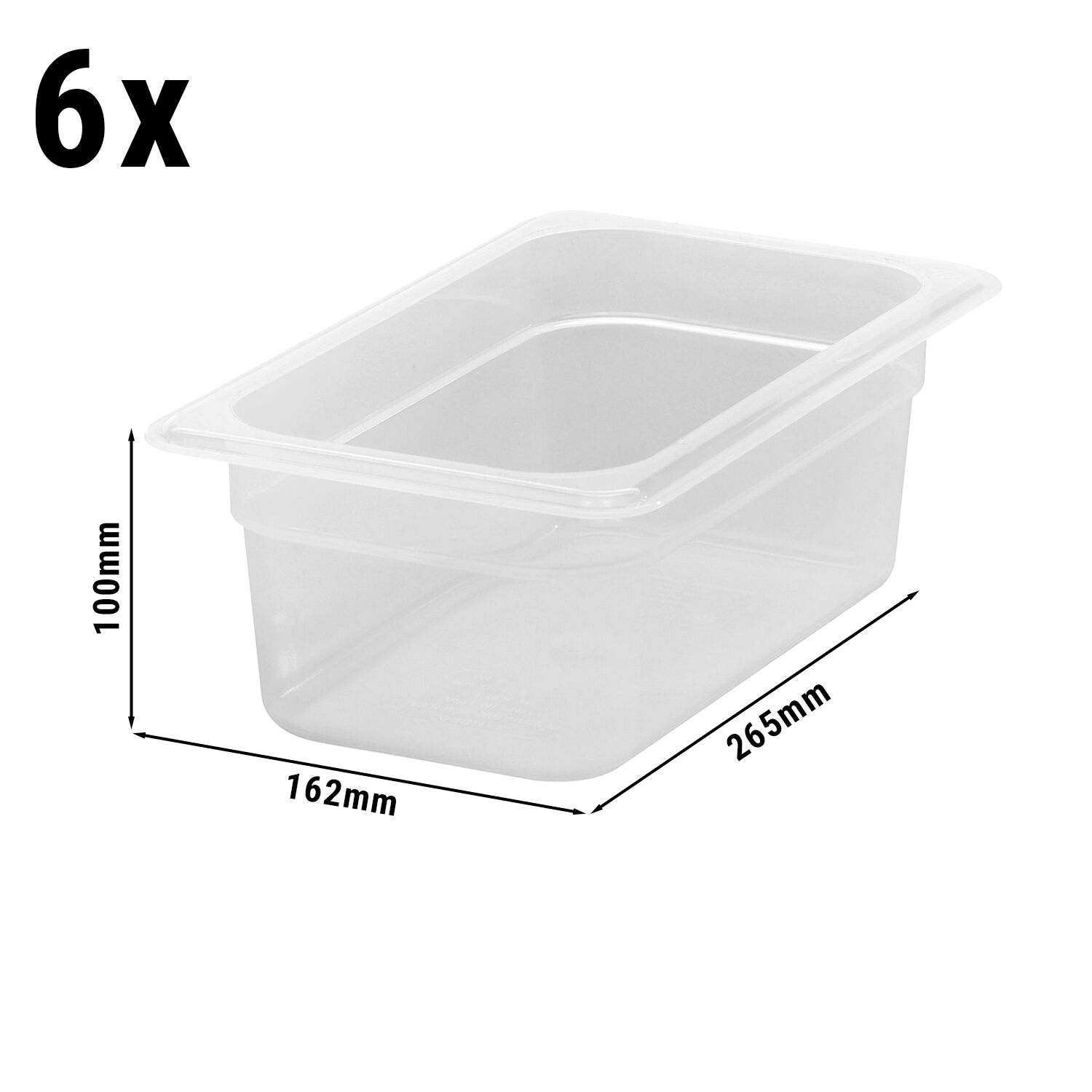 (6 pieces) CAMBRO | Gastronorm Container - 1/4 - Polypropylene - Translucent - 100 mm