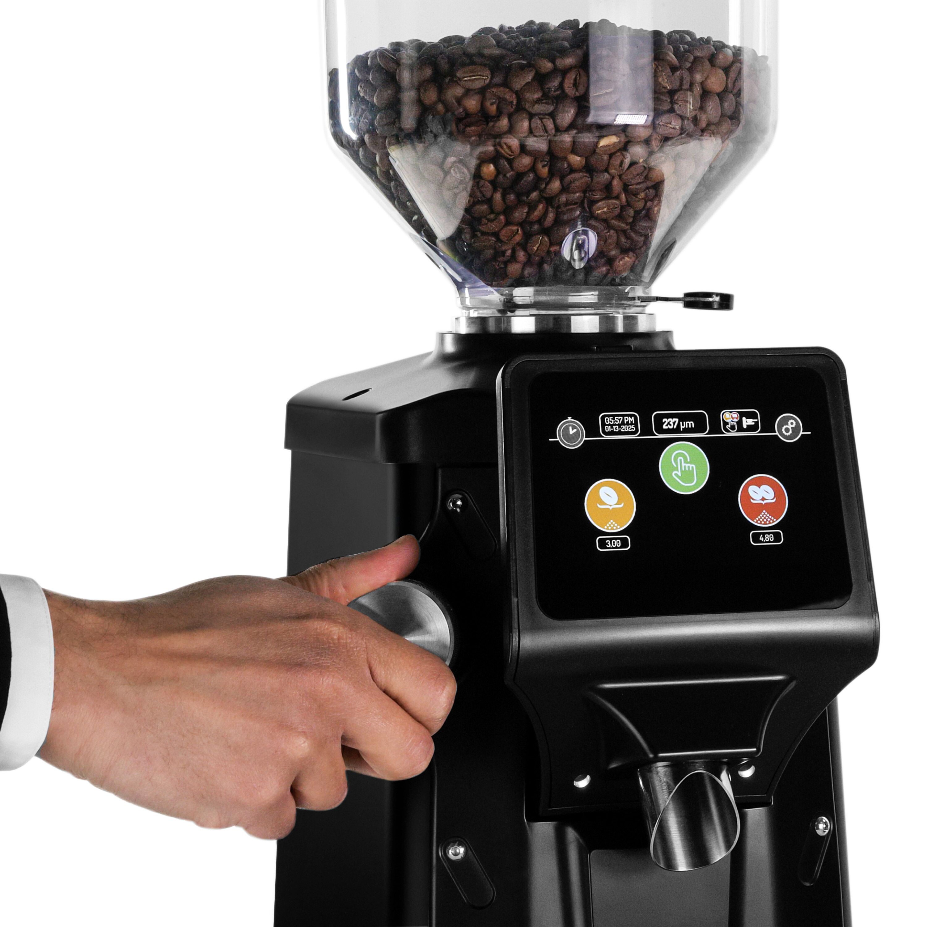 Moulin à café – 1,2 kg – avec système de refroidissement – meule plate Ø 83 mm – détection automatique du porte-filtre – Noir