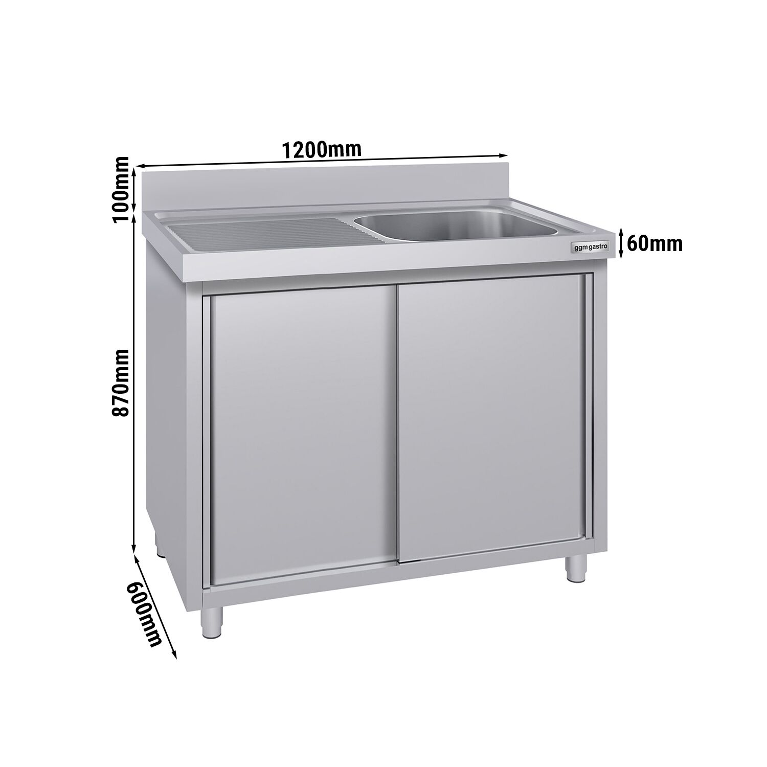 Meuble évier ECO - 1200 x 600 mm - avec 1 bac à droite