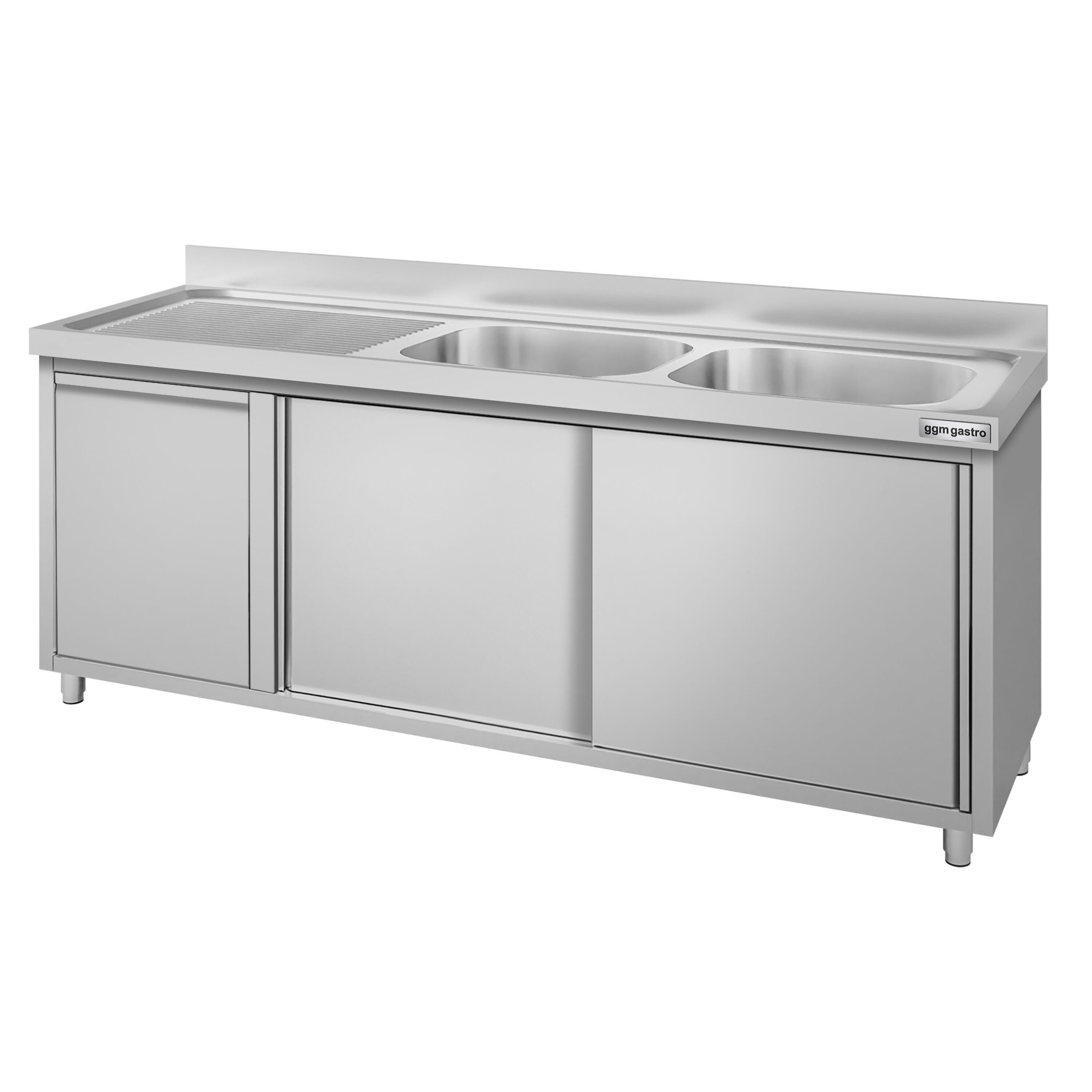 Meuble évier ECO - 2000 x 600 mm - avec poubelle & 2 bacs à droite
