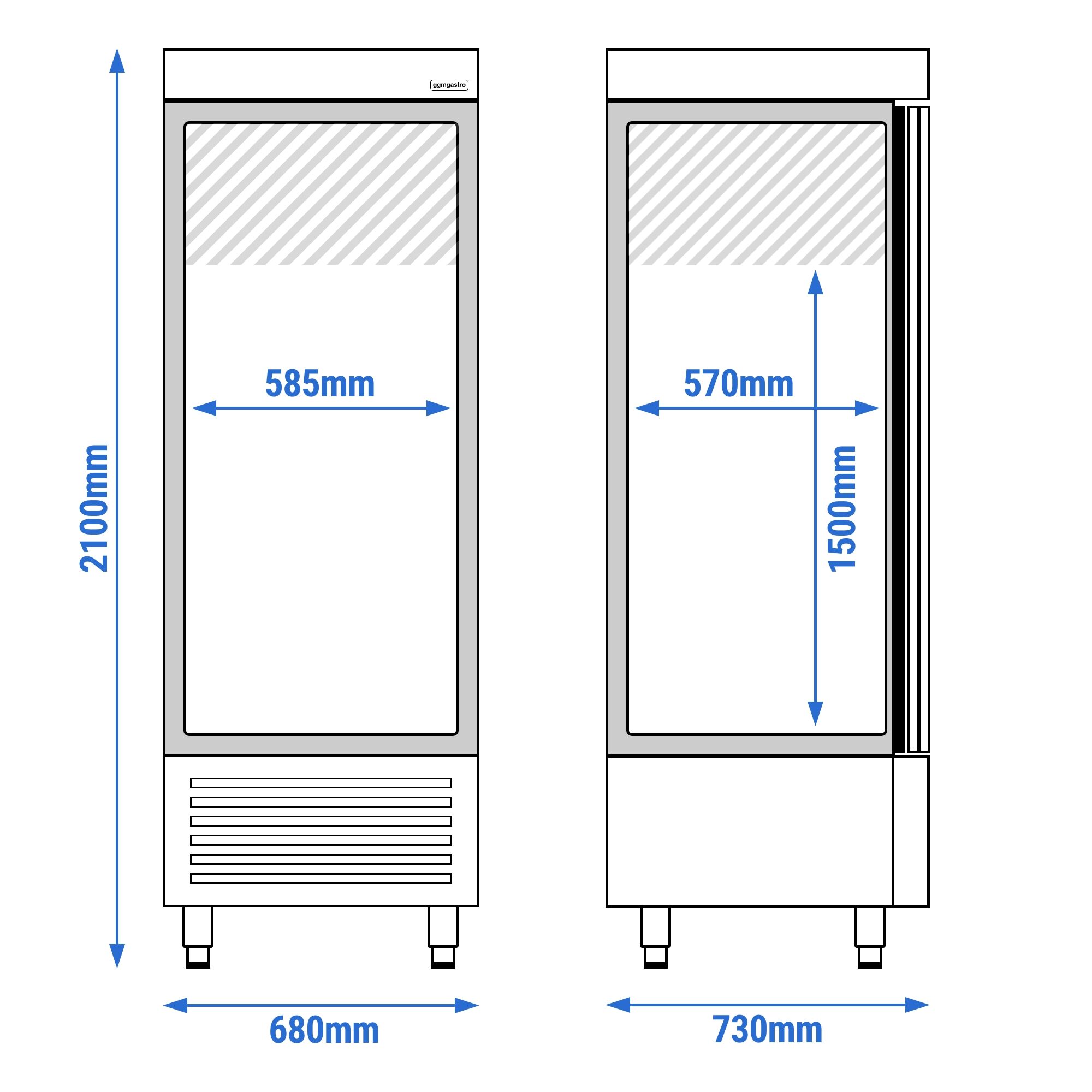 Armoire réfrigérée positive Inox AISI 430 PREMIUM - 600 L - avec 1 porte
