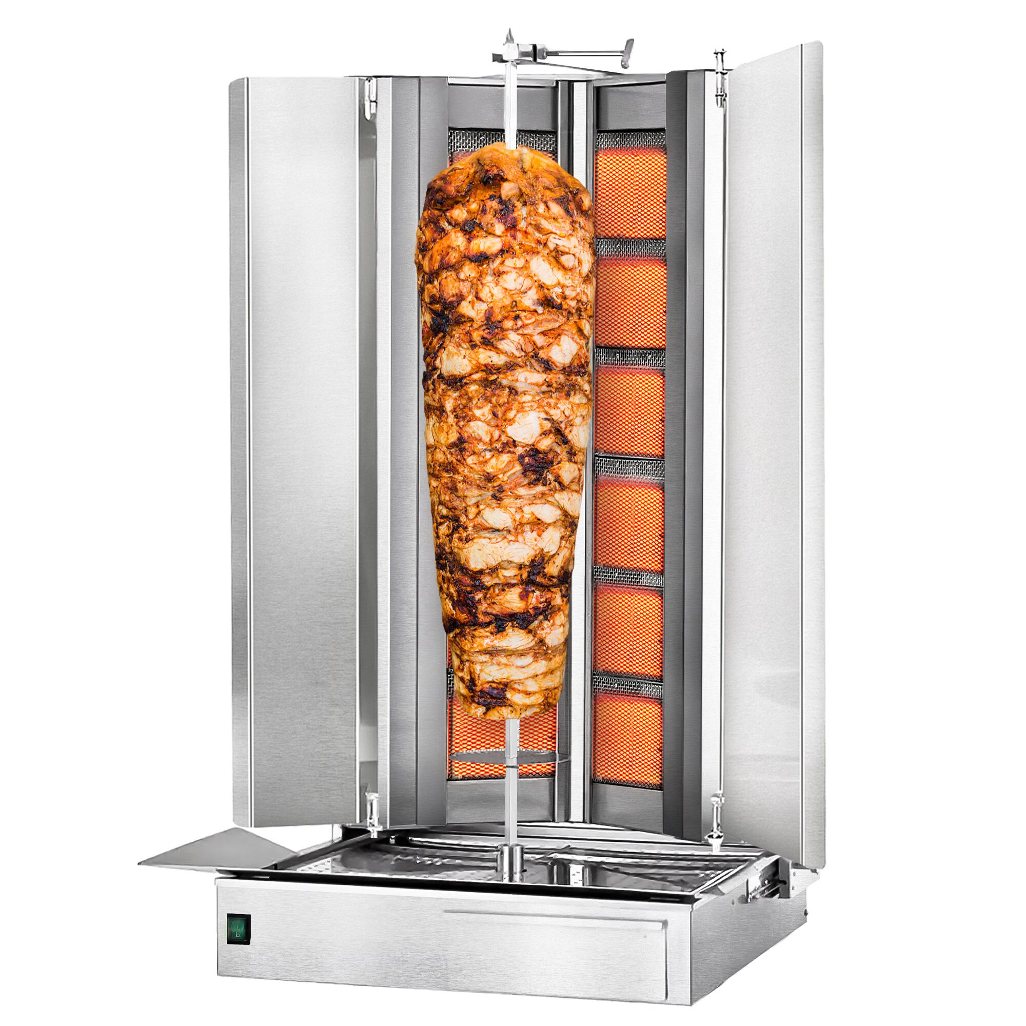 Gas Doner Kebab Grill (Shawarma/Gyros) - 12 Burner - up to 150kg - 39kW - Countertop - incl. 2 splash guards & 2 double doors