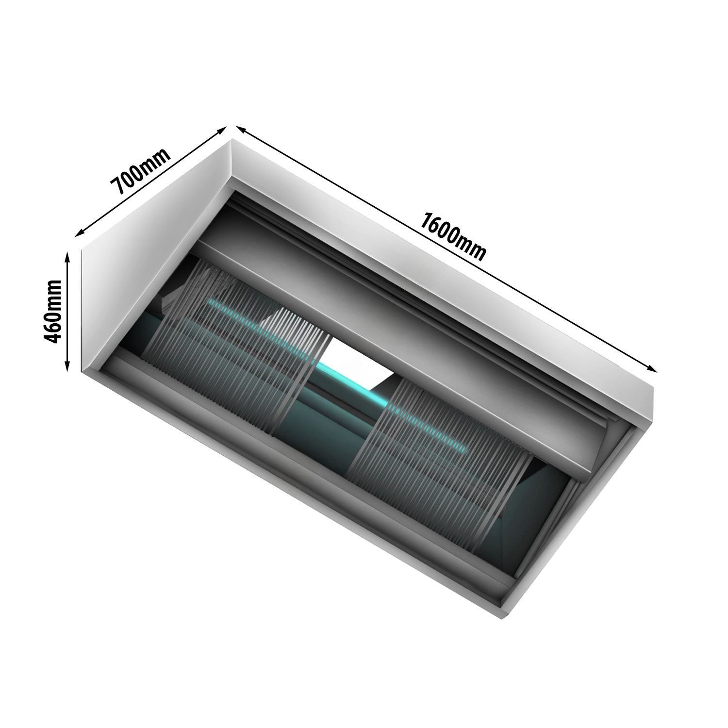 Hotte aspirante plasma - 1600 mm - efficacité de purification de l’air 95 % - avec filtre et lampe
