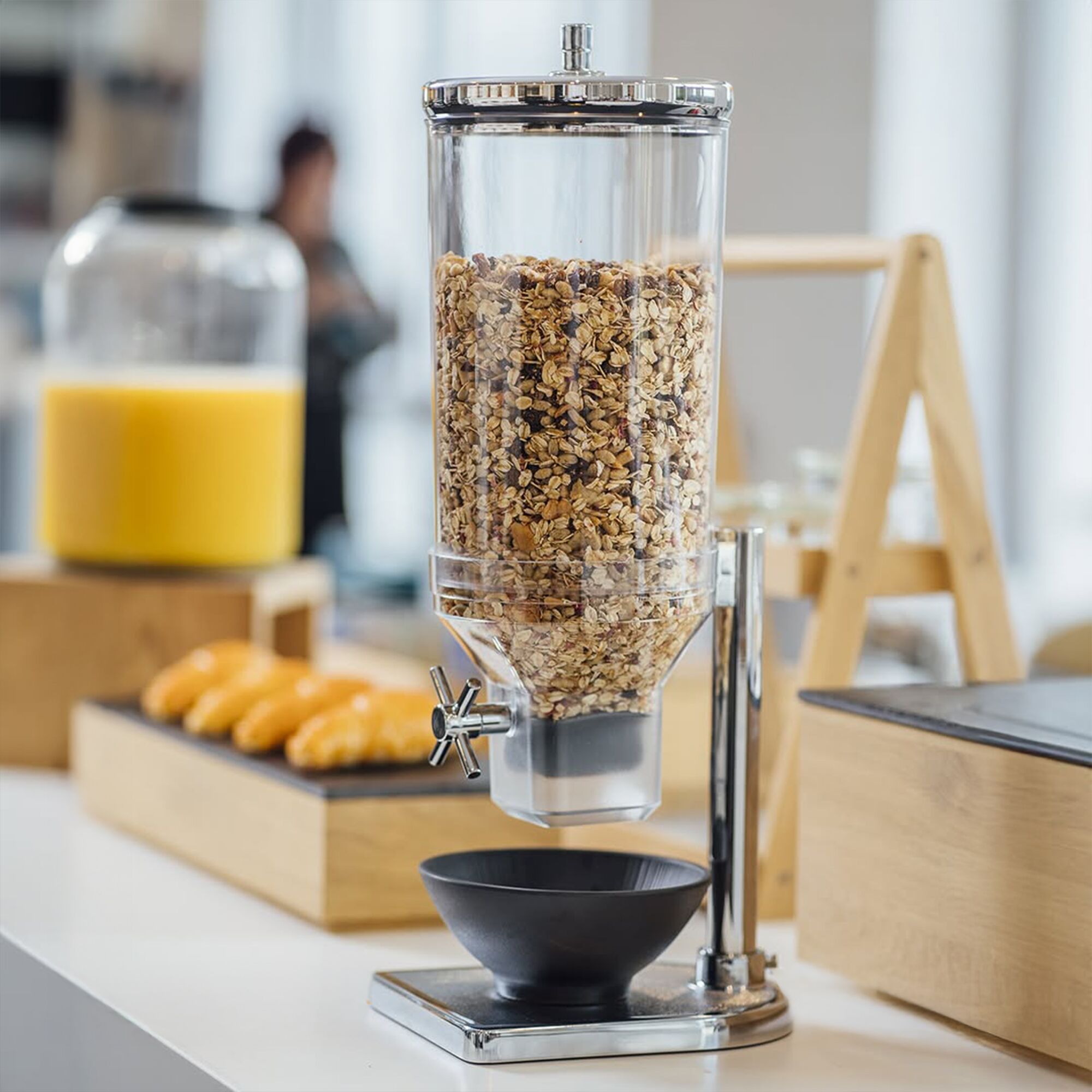 Müslidispenser - FRESH+EASY - 1 plastbehållare - 4,5 l - ställ i rostfritt stål - vridvred
