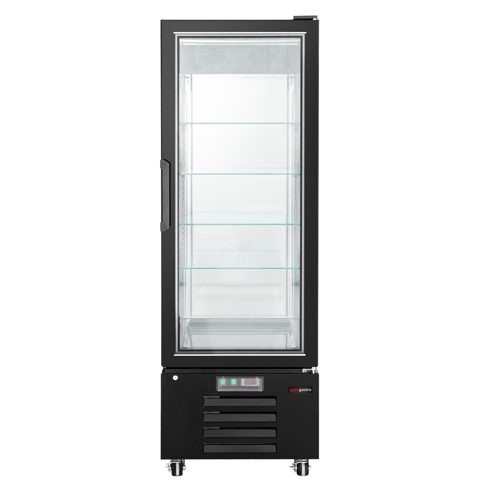 Vitrine réfrigérée 4 faces vitrées / Vitrine panoramique – 340 litres – 5 étagères – Noir
