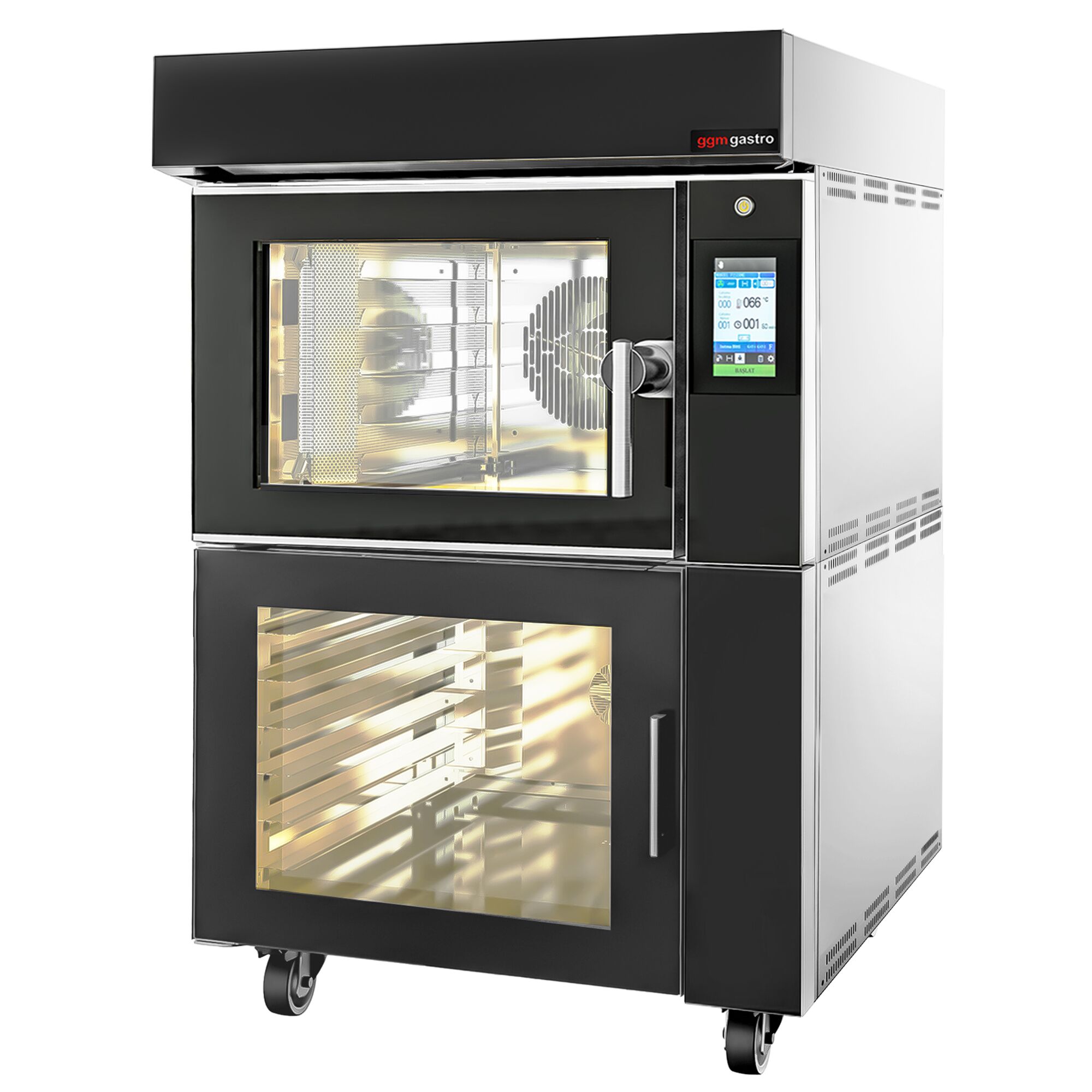 Électrique Four à convection avec injection d’eau - Écran tactile - 1 chambres de cuisson - 5 niveaux 600x400mm - Acier inoxydable - avec armoire de fermentation - sans plaques de four
