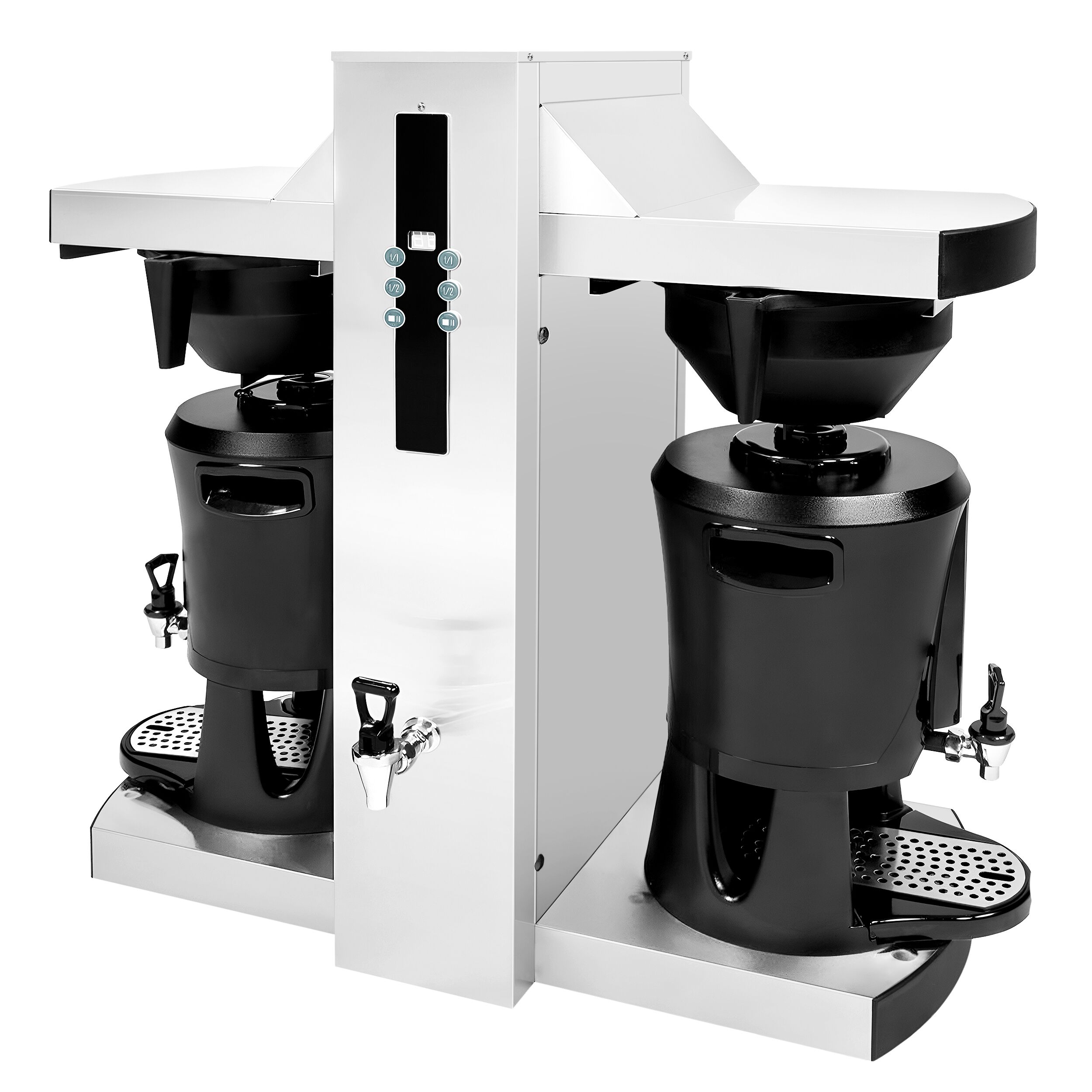 Commercial Bulk Coffee Brewer - 2x 5.0L - 9 kW - with direct water connection & hot water tap - incl. 2 thermal containers