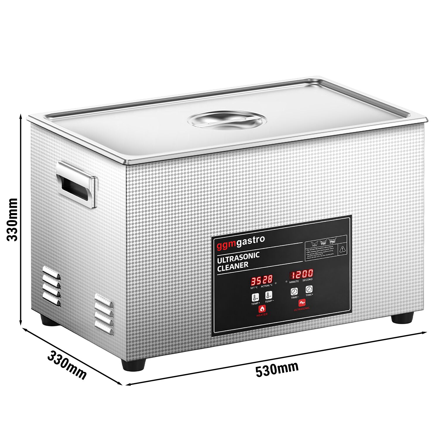 Nettoyeur à Ultrasons - 30 Litres - 600 Watt Puissance Ultrasonique - avec Robinet de Vidange