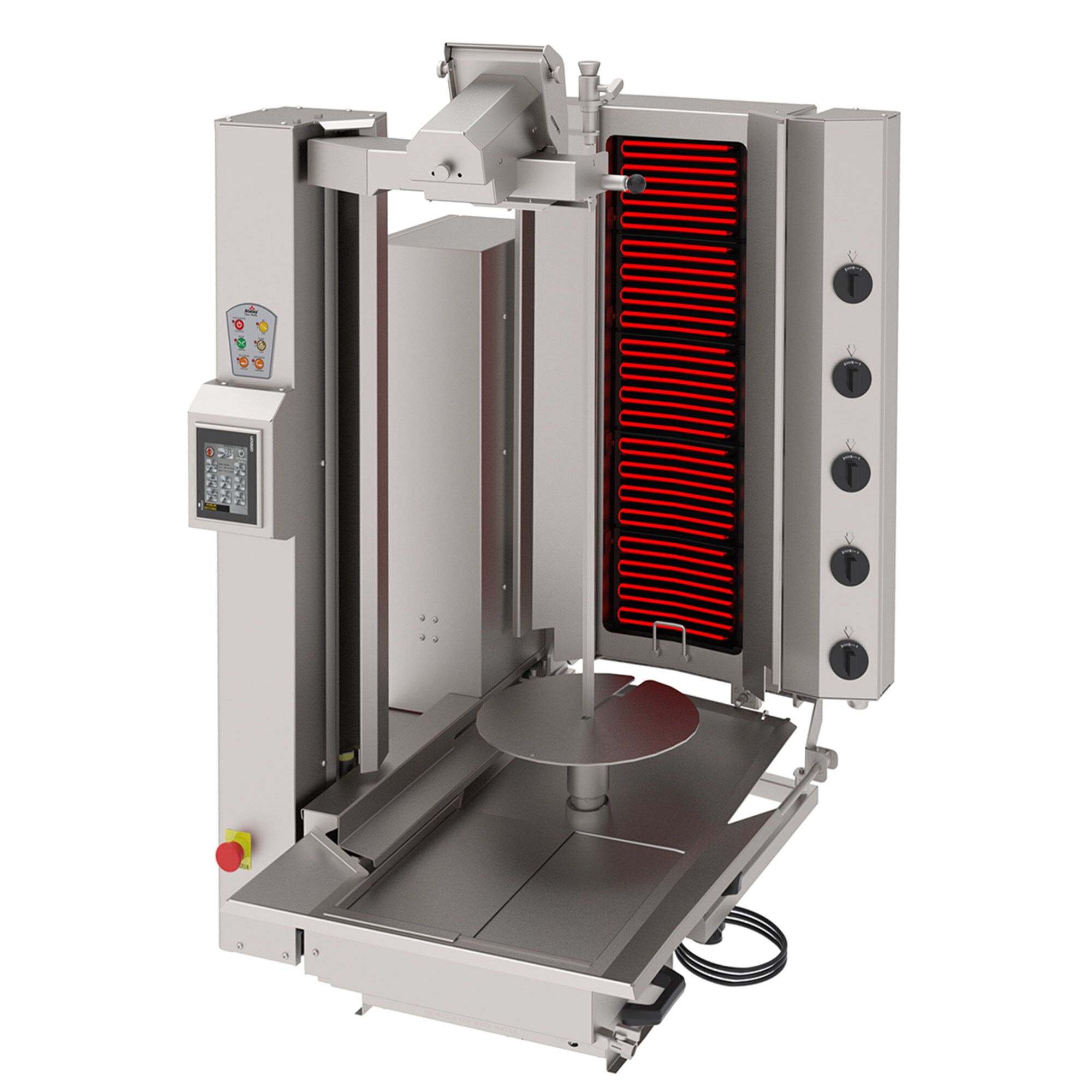 Electric Automatic Doner Kebab Grill - 5 Burner - up to 120kg - 8kW - with Auto‑Slicer - incl. 1 skewer & drip tray