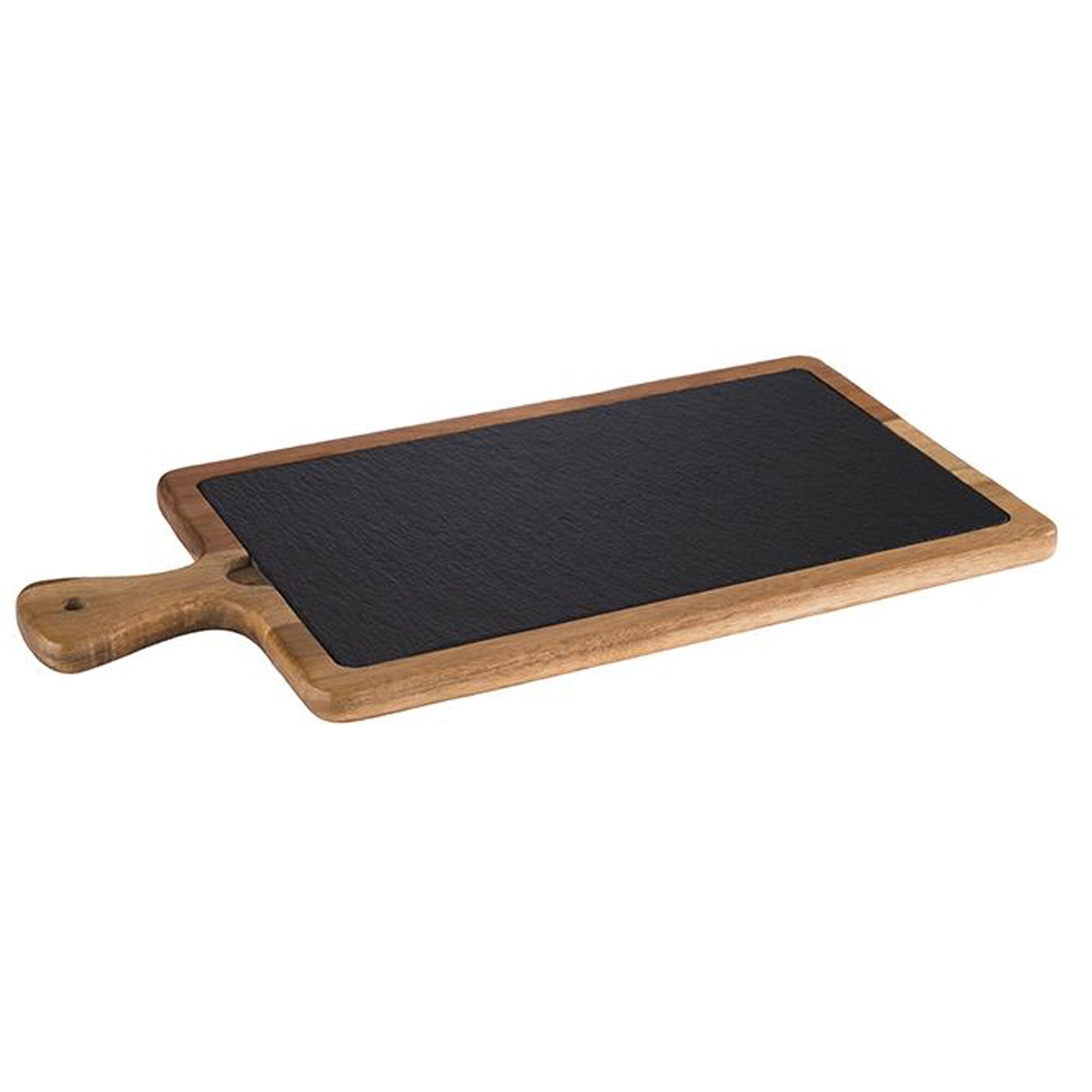 (6 pcs) Planche de service - FUSIONA - Set de 2 pièces - incl. ardoise naturelle - Acacia - 410x200mm