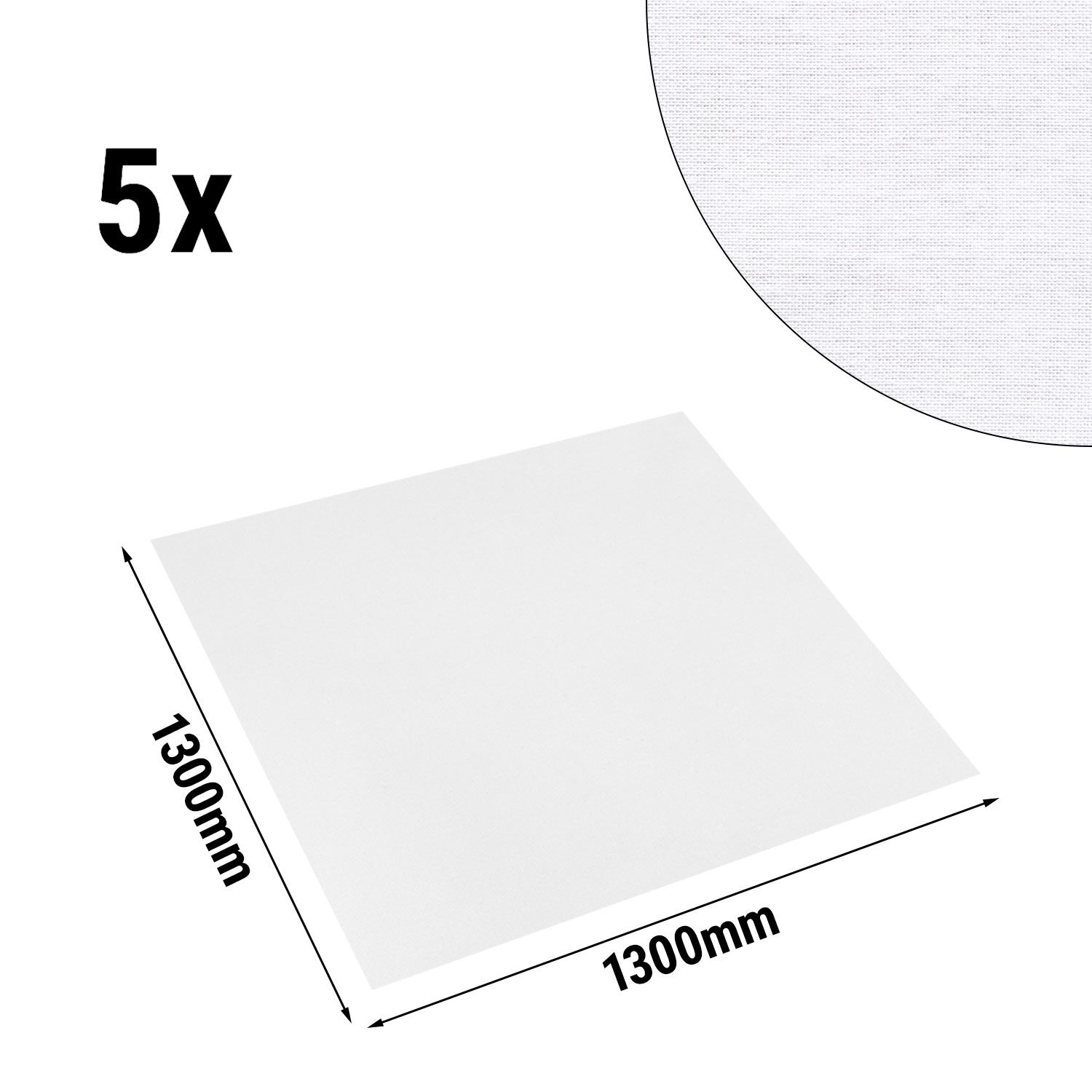 (5 pièces) Nappe damassée Tessin Atlas - 210 g/m² - 130 x 130 cm - Blanc