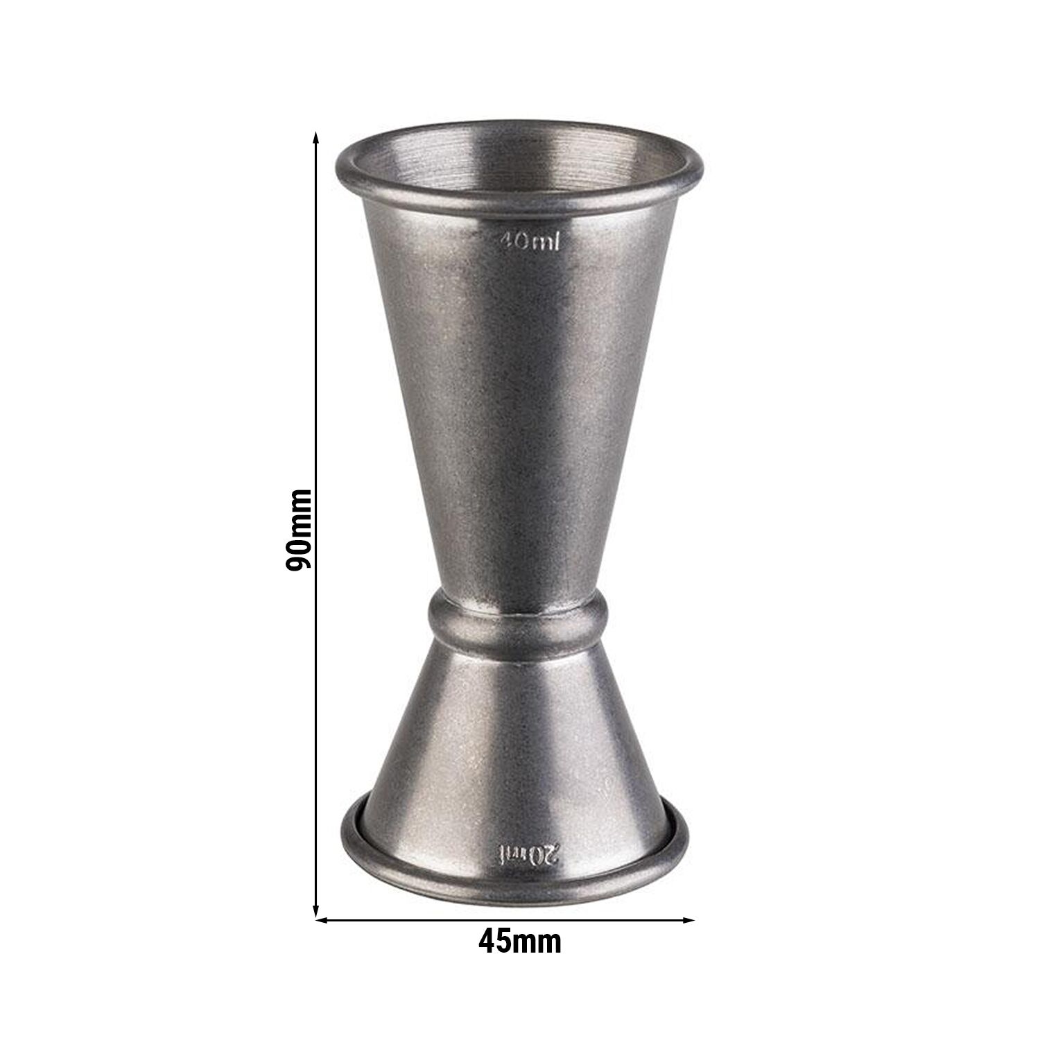 (6 pcs) Jigger double - acier inoxydable - 2cl/4cl (20/40 ml) - avec repère(s) 1cl/3cl
