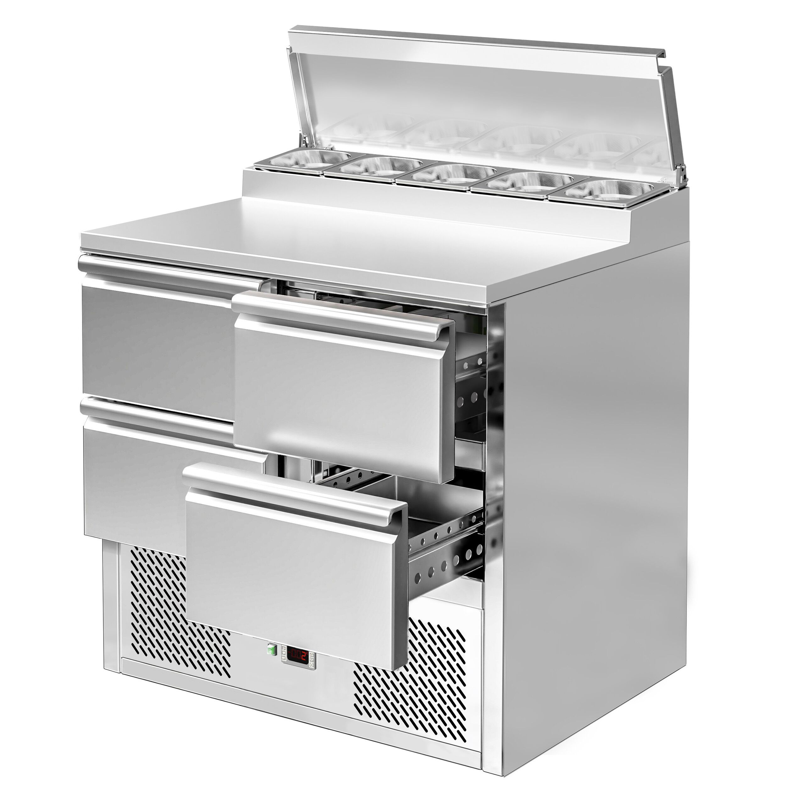 Table de préparation Mini ECO - 900 mm - 4 tiroirs - pour 5x GN 1/6