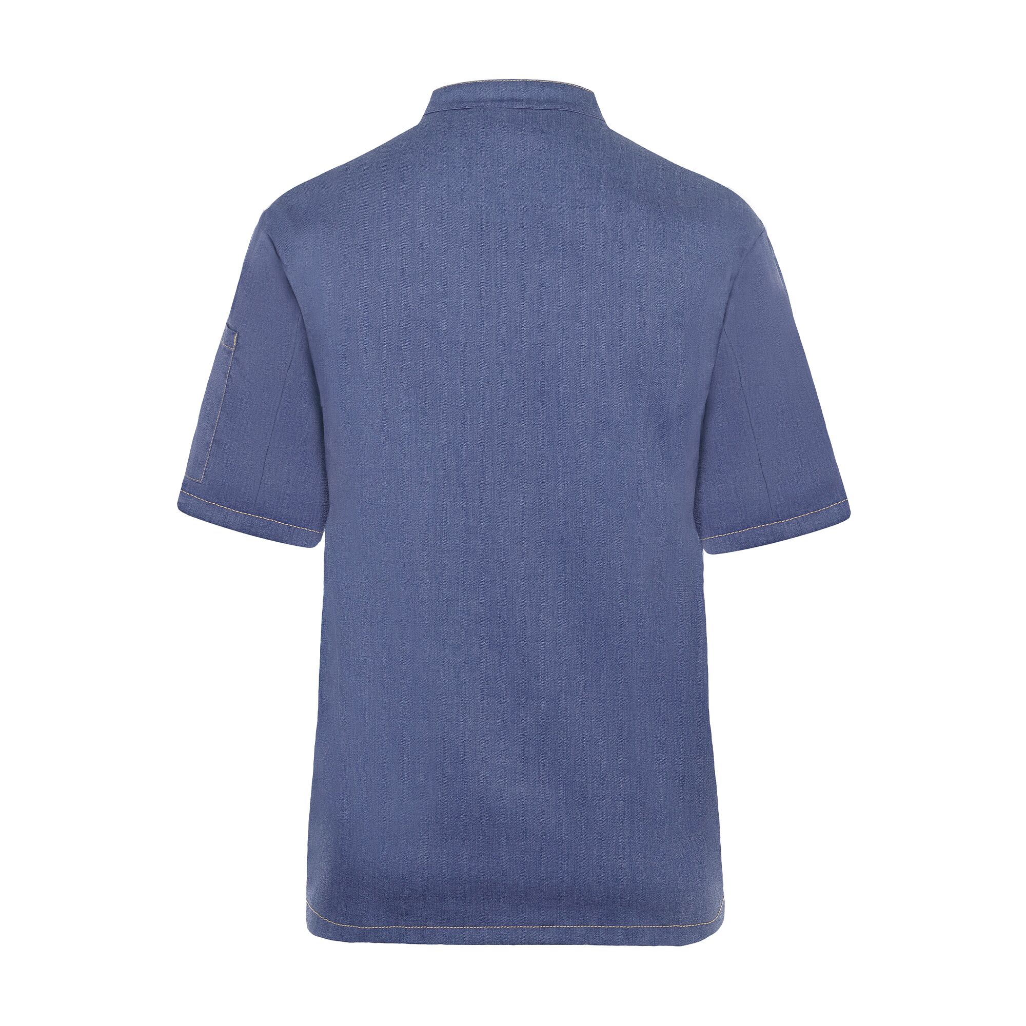KARLOWSKY | Short-Sleeve Chef Jacket Jeans Style – Vintage Blue - Size 48 - Press-Stud Closure