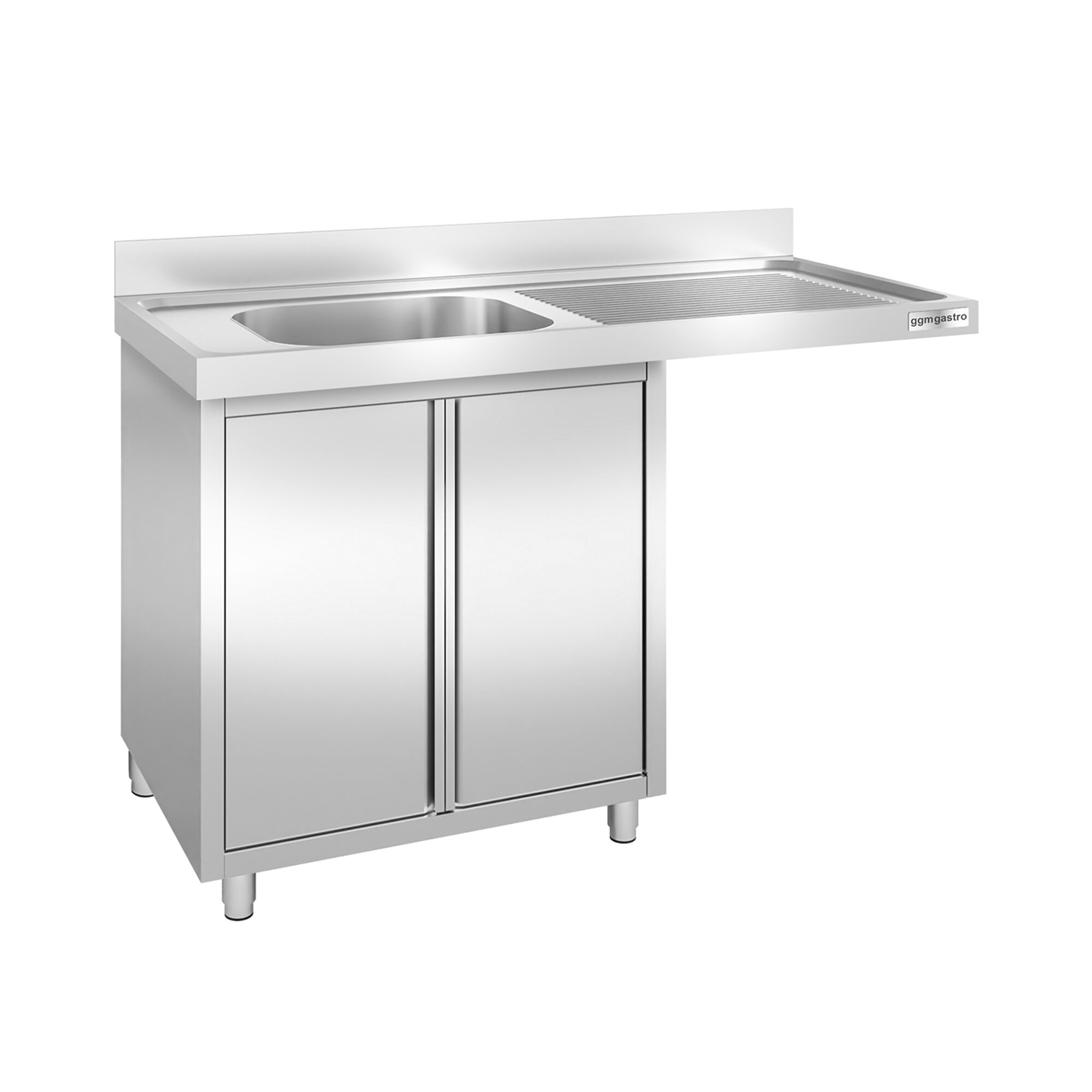 Plonge inox professionnelle PREMIUM - 1400x700mm - 1 bac à gauche - avec égouttoir à droite