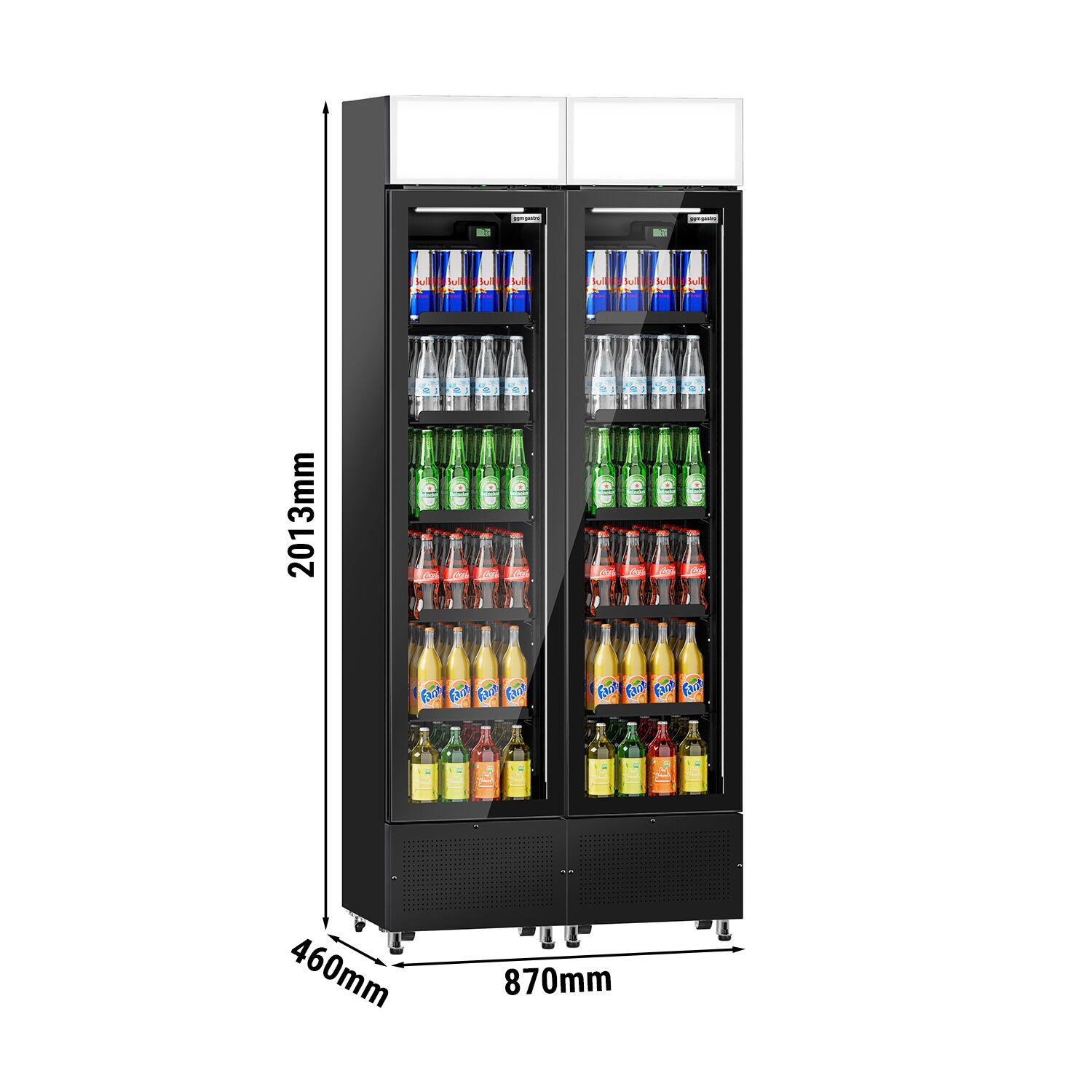 (2 pièces) Vitrine réfrigérée à boissons - 290 litres - design sans cadre - avec 2 portes vitrées et écran publicitaire