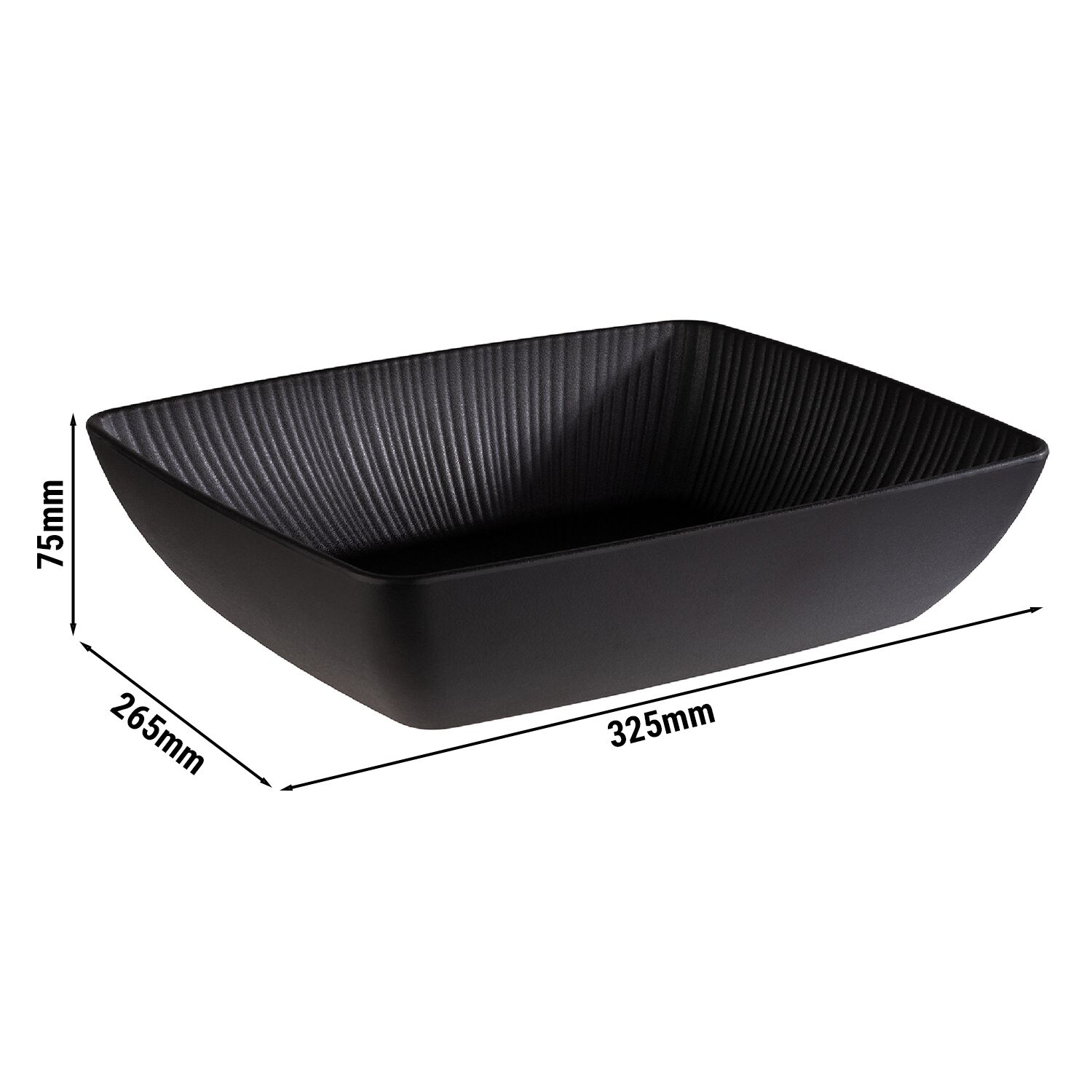 (6 pcs) Bac GN 1/2 - NERO - Mélamine - 3,5L - rectangulaire - 325x265mm - Profondeur : 75mm - Noir