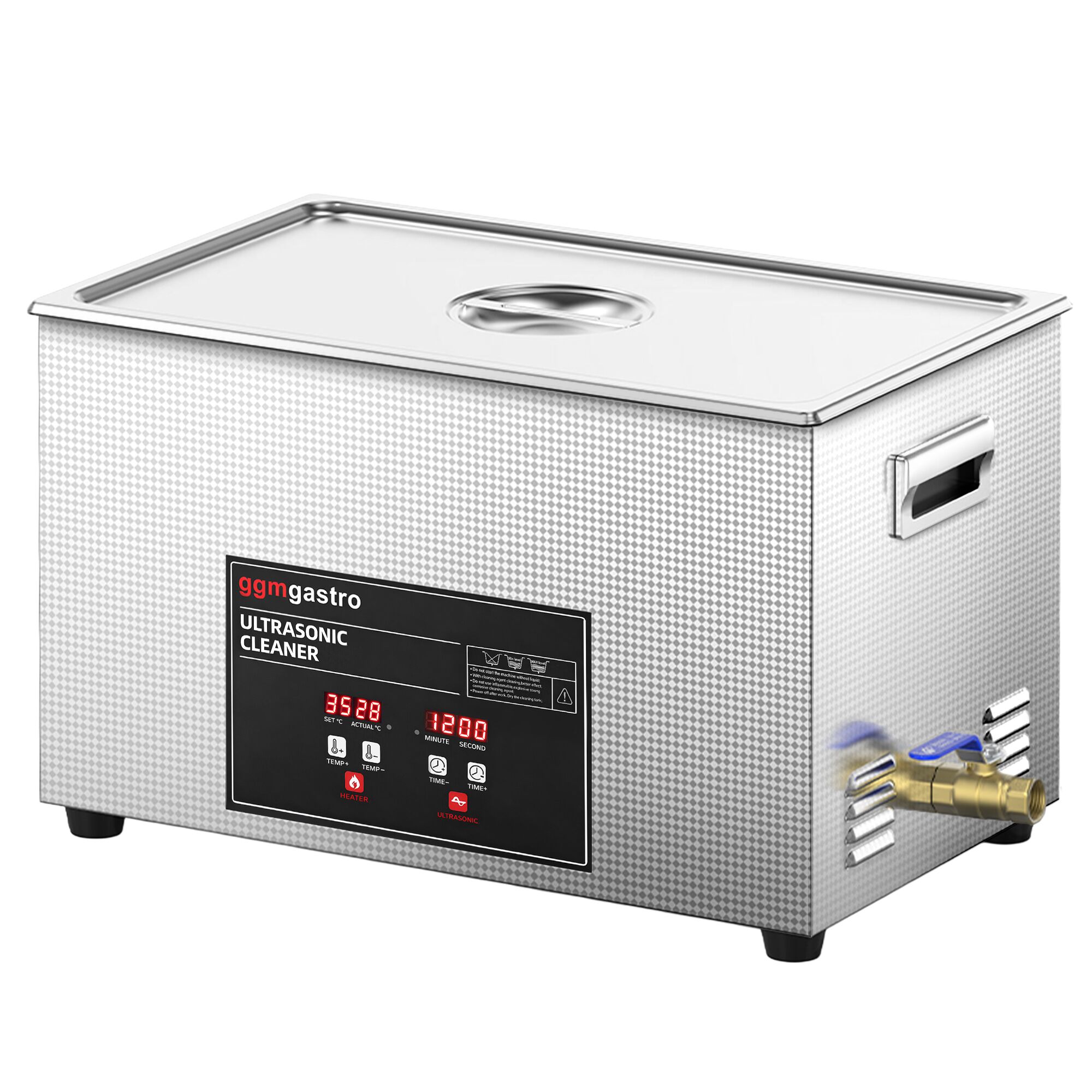 Nettoyeur à Ultrasons - 30 Litres - 600 Watt Puissance Ultrasonique - avec Robinet de Vidange