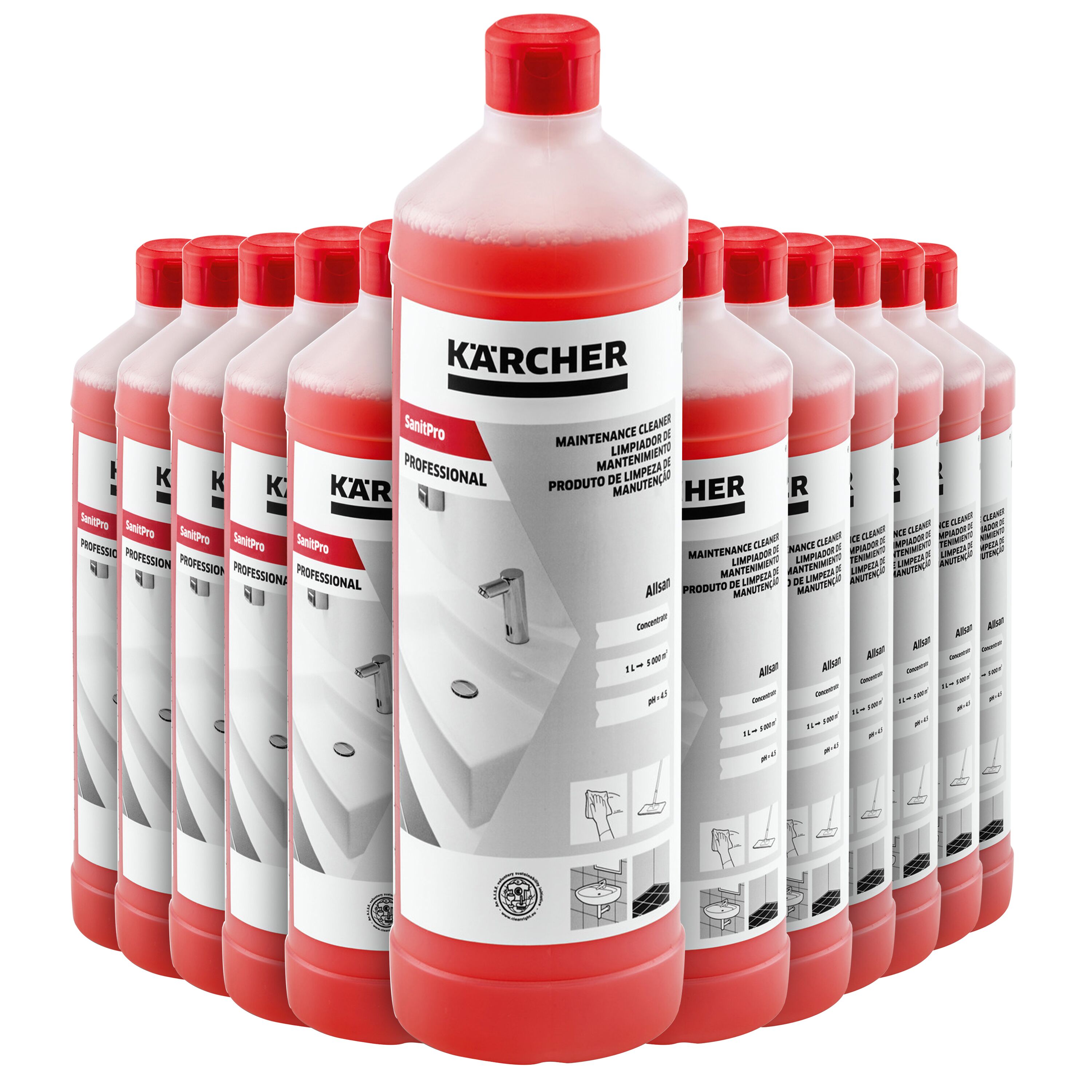 (12 pièces) Kärcher | SanitPro nettoyant d'entretien Allsan - 1 litre