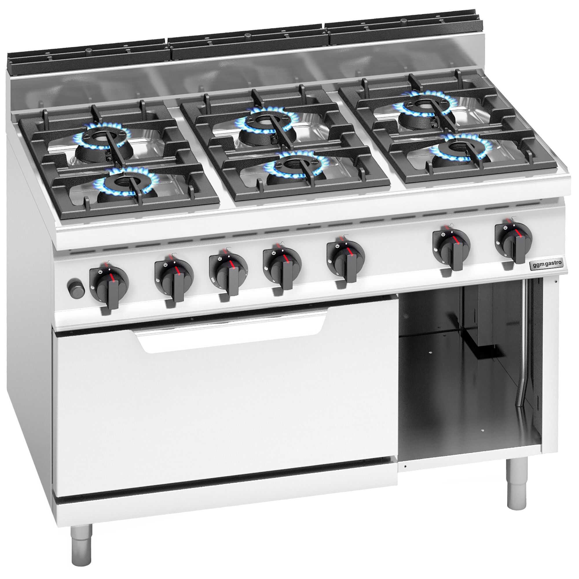 Fourneau à gaz – 42 kW – 6 brûleurs – avec four à gaz statique – 7,8 kW