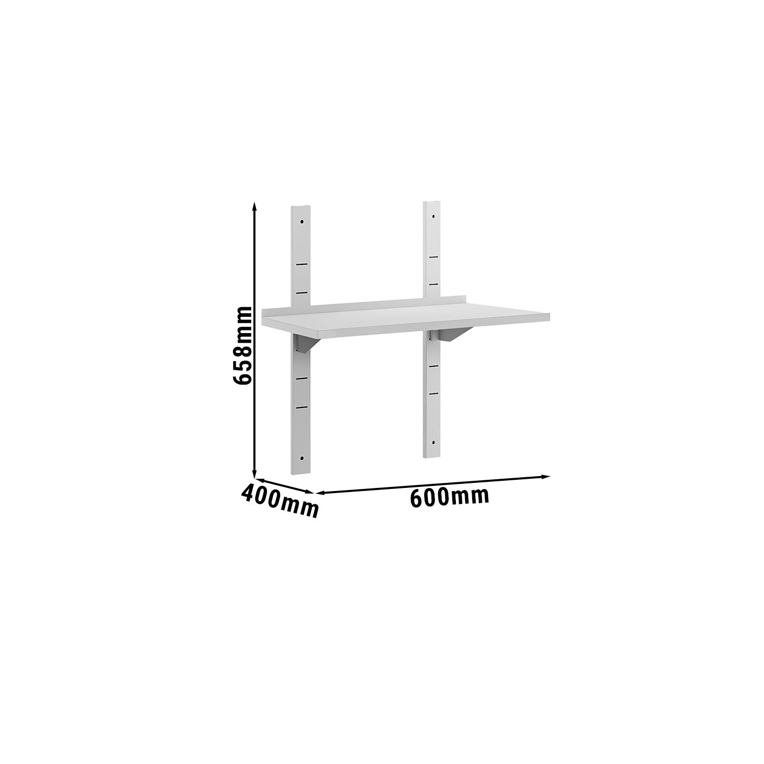 Étagère murale ECO en inox - 600 × 400 mm - avec 1 étage