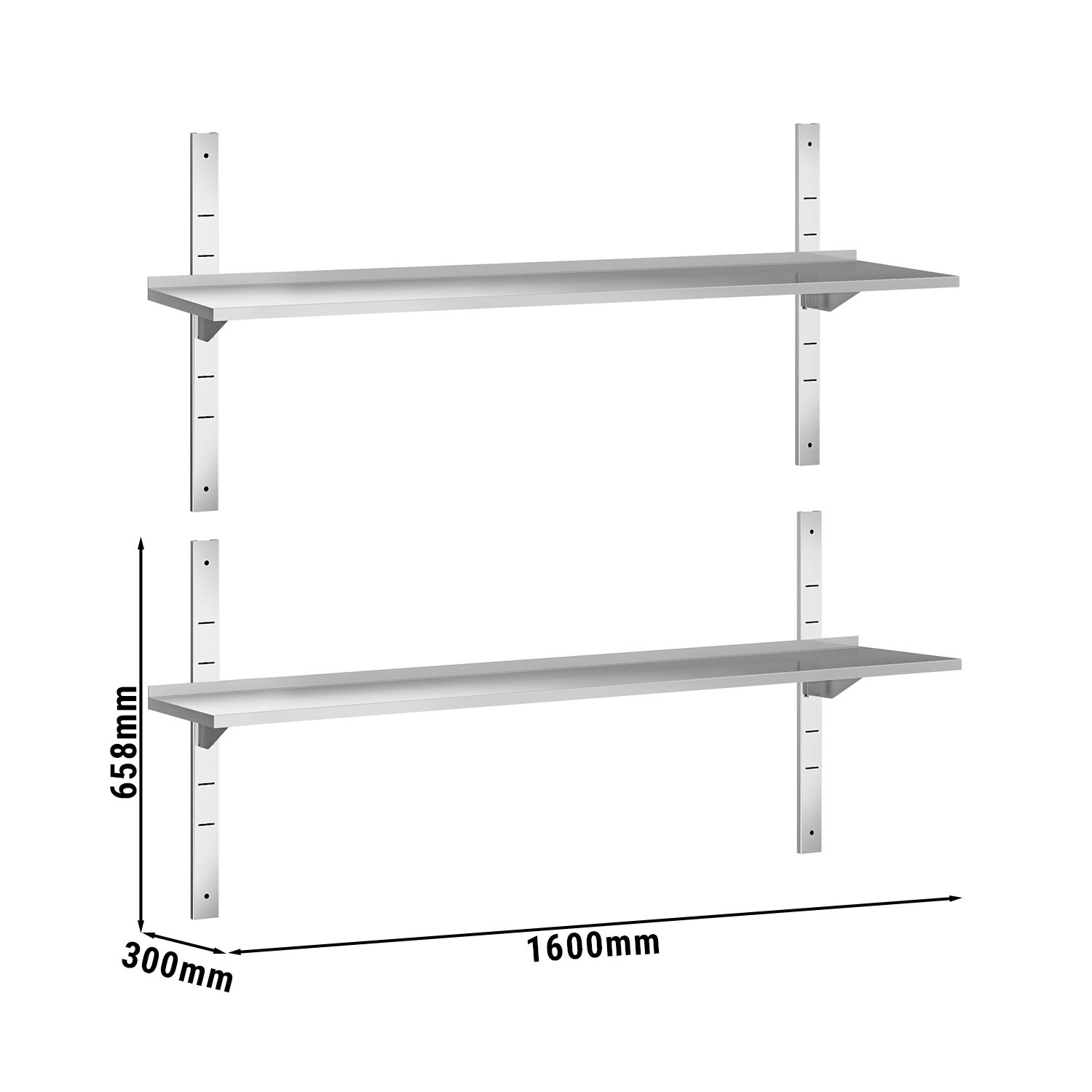 Étagère murale PREMIUM - 1600 x 300 mm - avec 2 niveaux