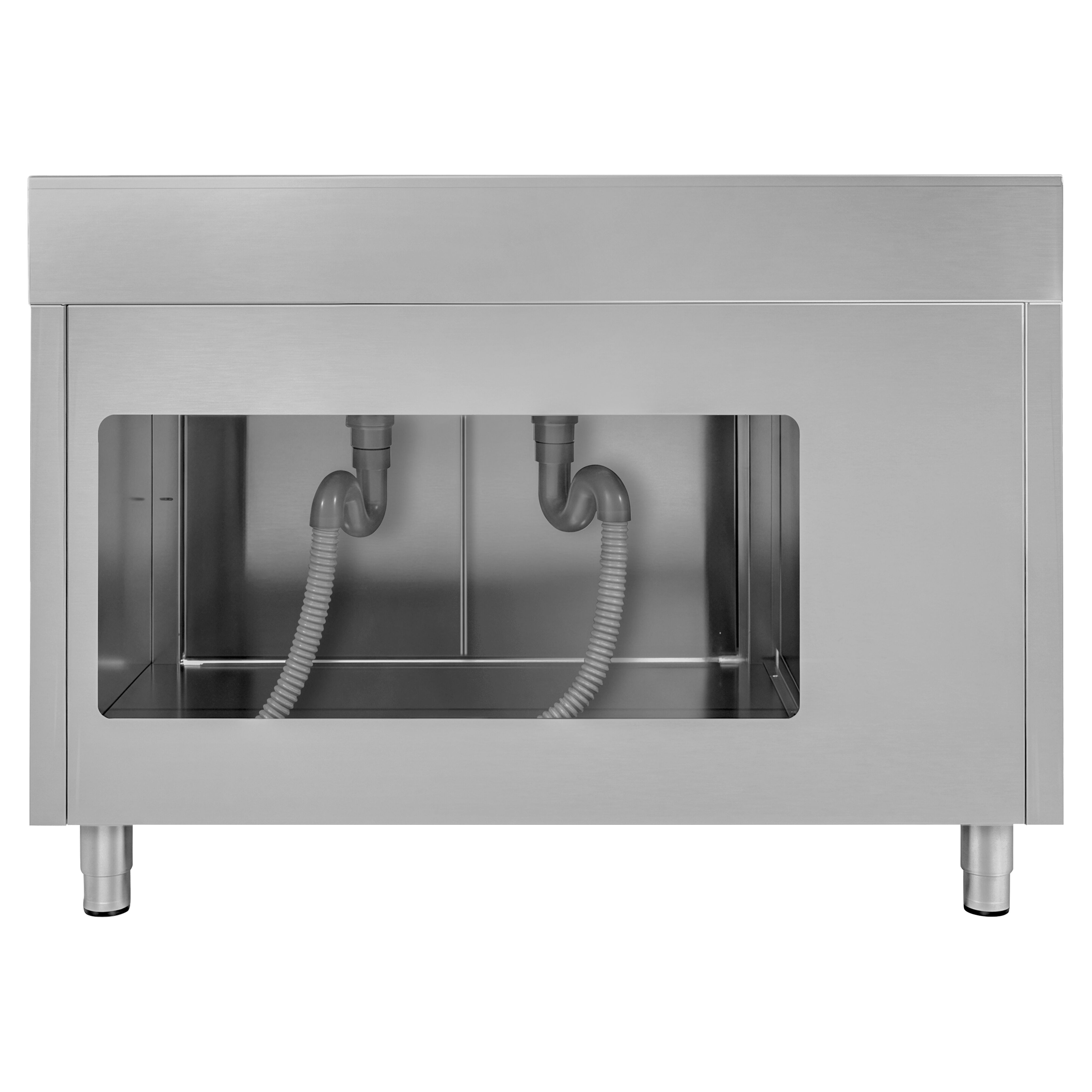 Diskbänk med underskåp ECO - i rostfritt stål - 1600x600 mm - 2 hoar - 3 lådor