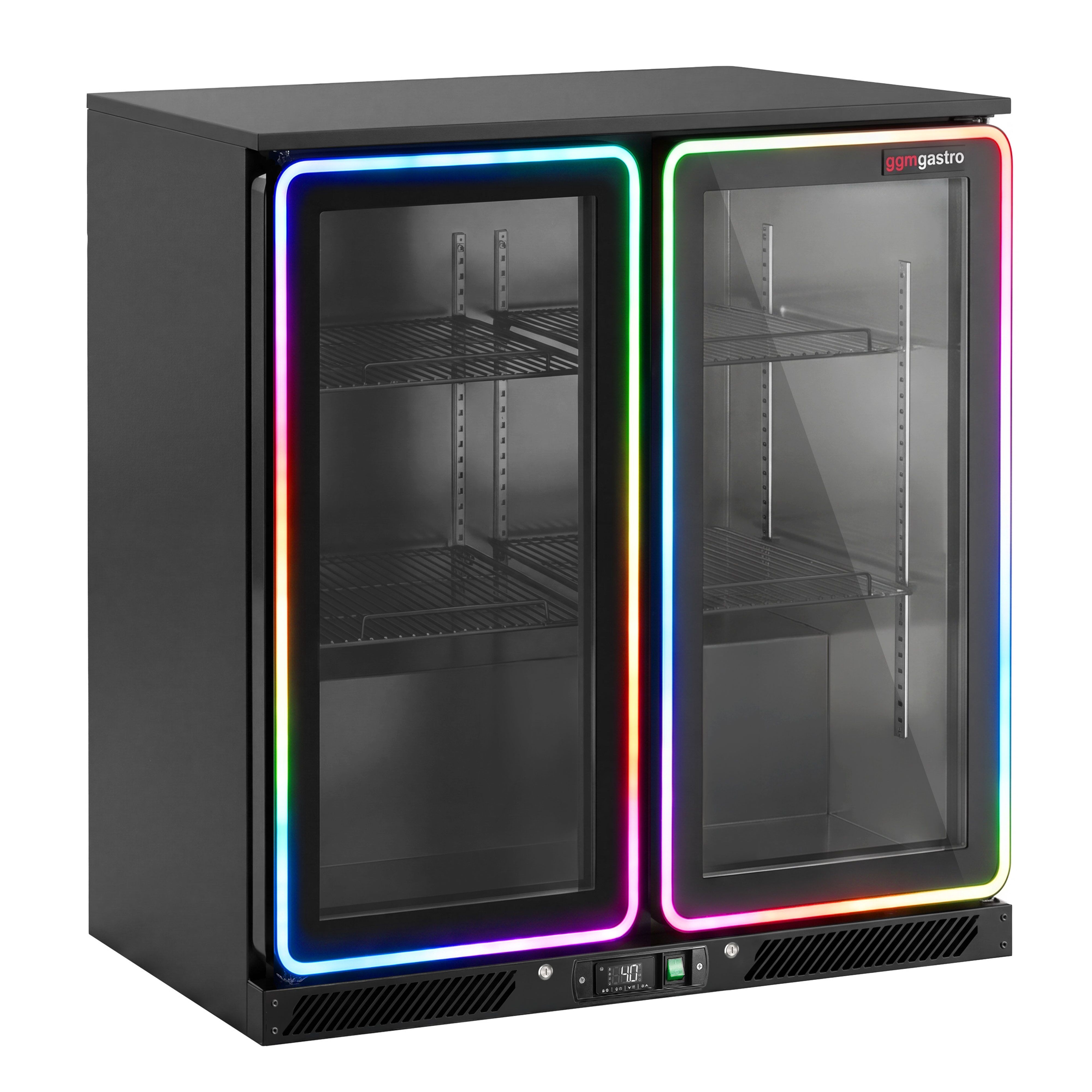 Bar fridge – 900mm – 220 litres – with 2 LED glass hinged doors