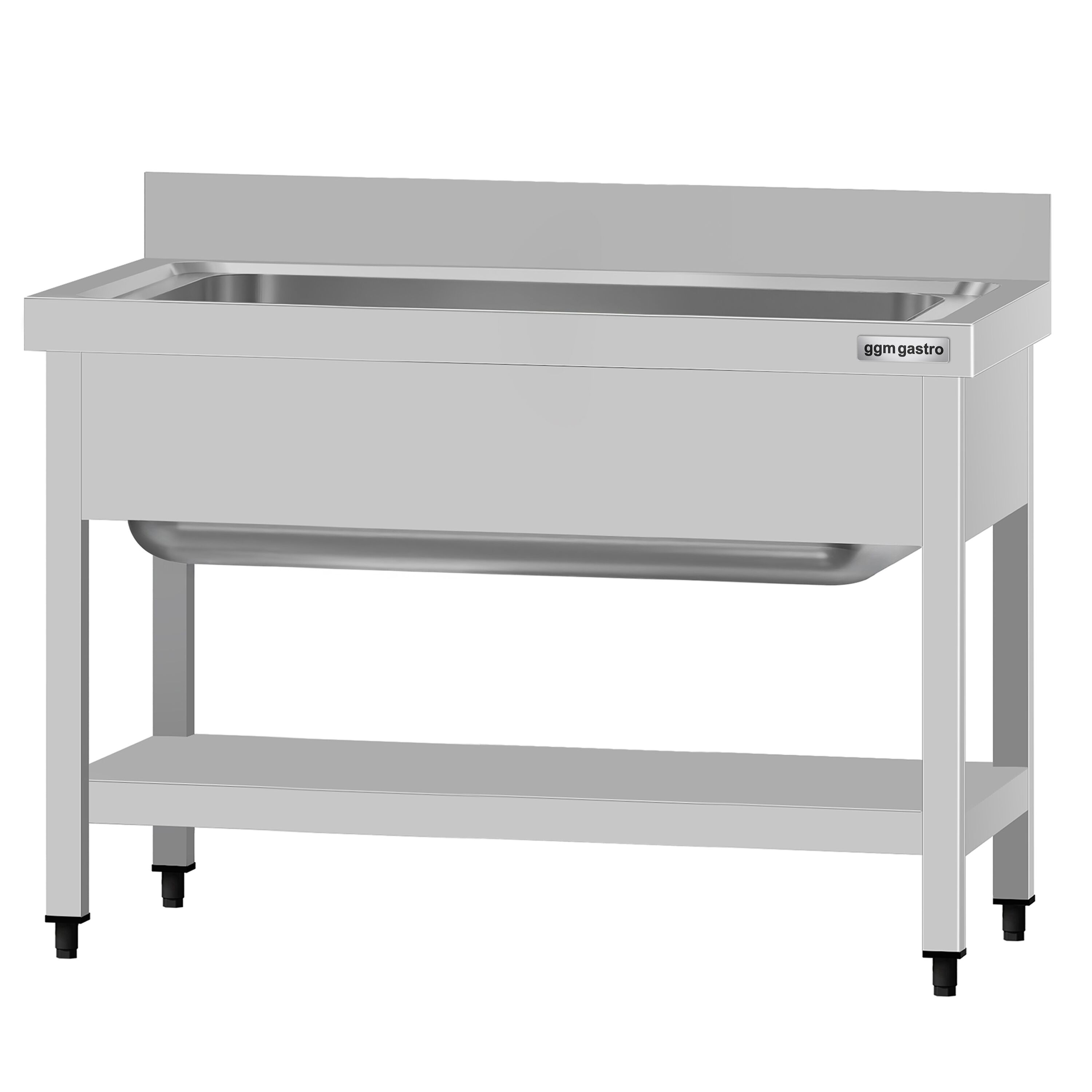 Plonge à marmites en inox ECO - 1000x700mm - avec étagère basse & 1 bac