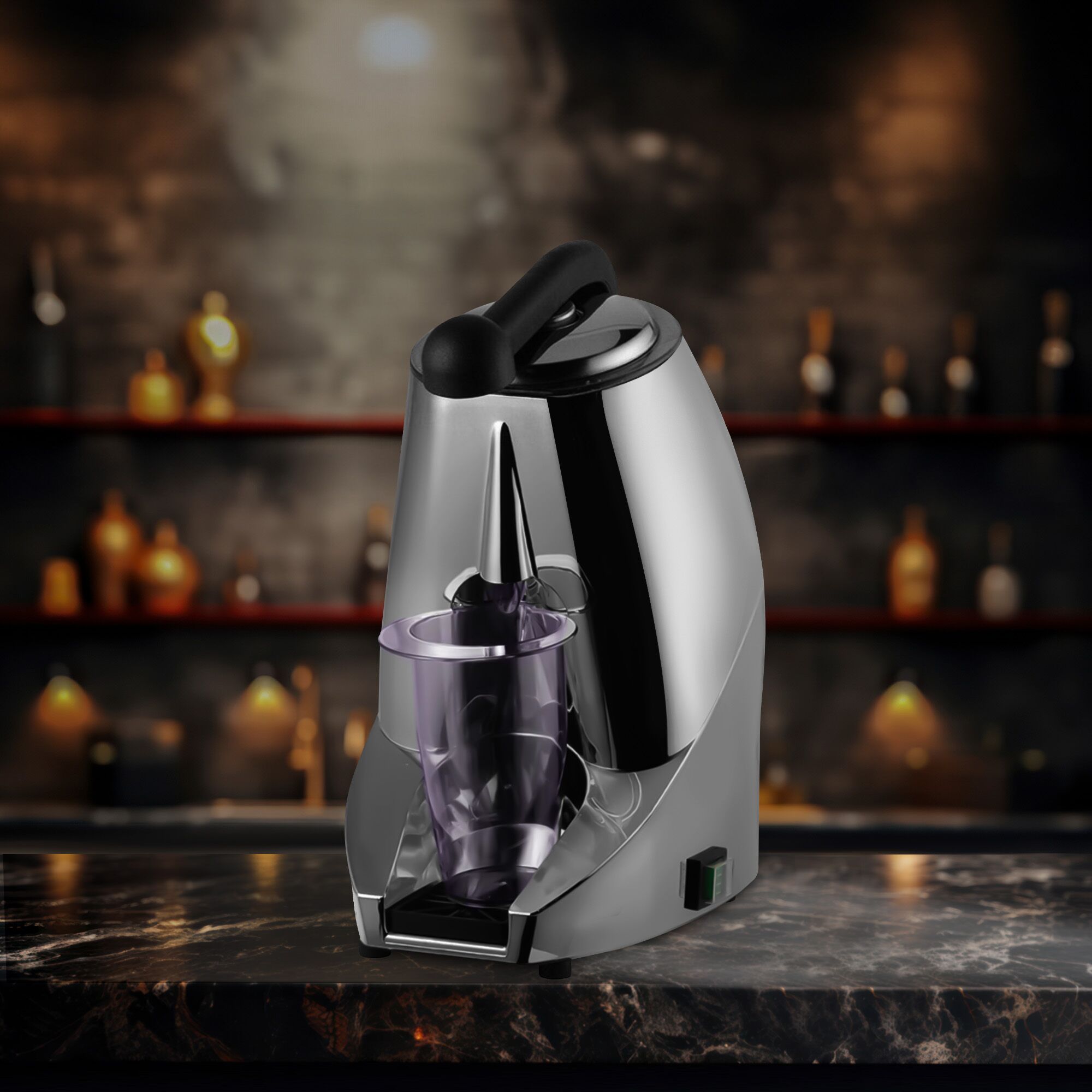 Commercial Electric Citrus Juicer - 570W - 10.31kg - with press arm, dishwasher-safe parts up to 90°C - Silver (Single)