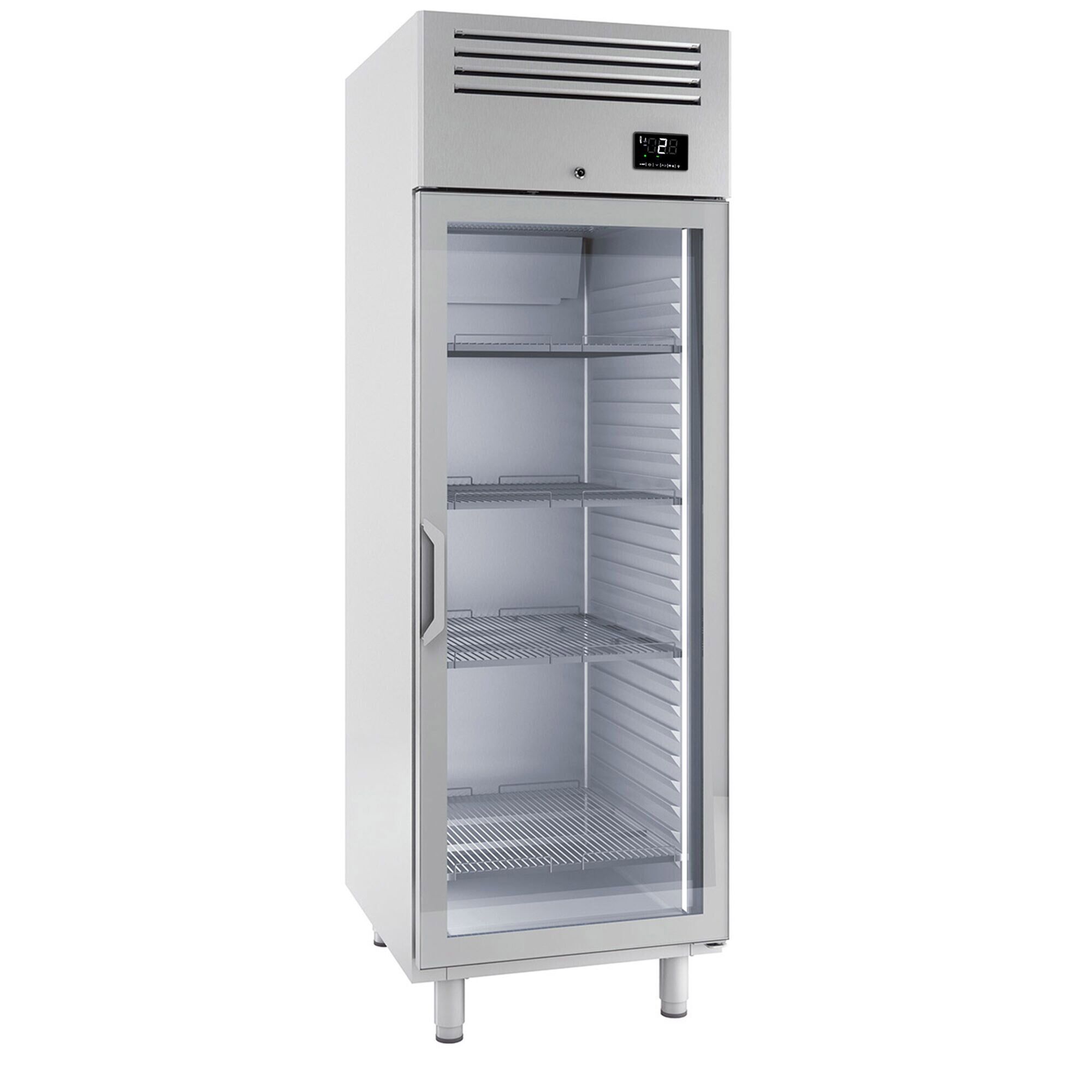 Armoire réfrigérée négative en acier inoxydable PREMIUM PLUS – GN 2/1 – 560 litres – avec 1 porte vitrée