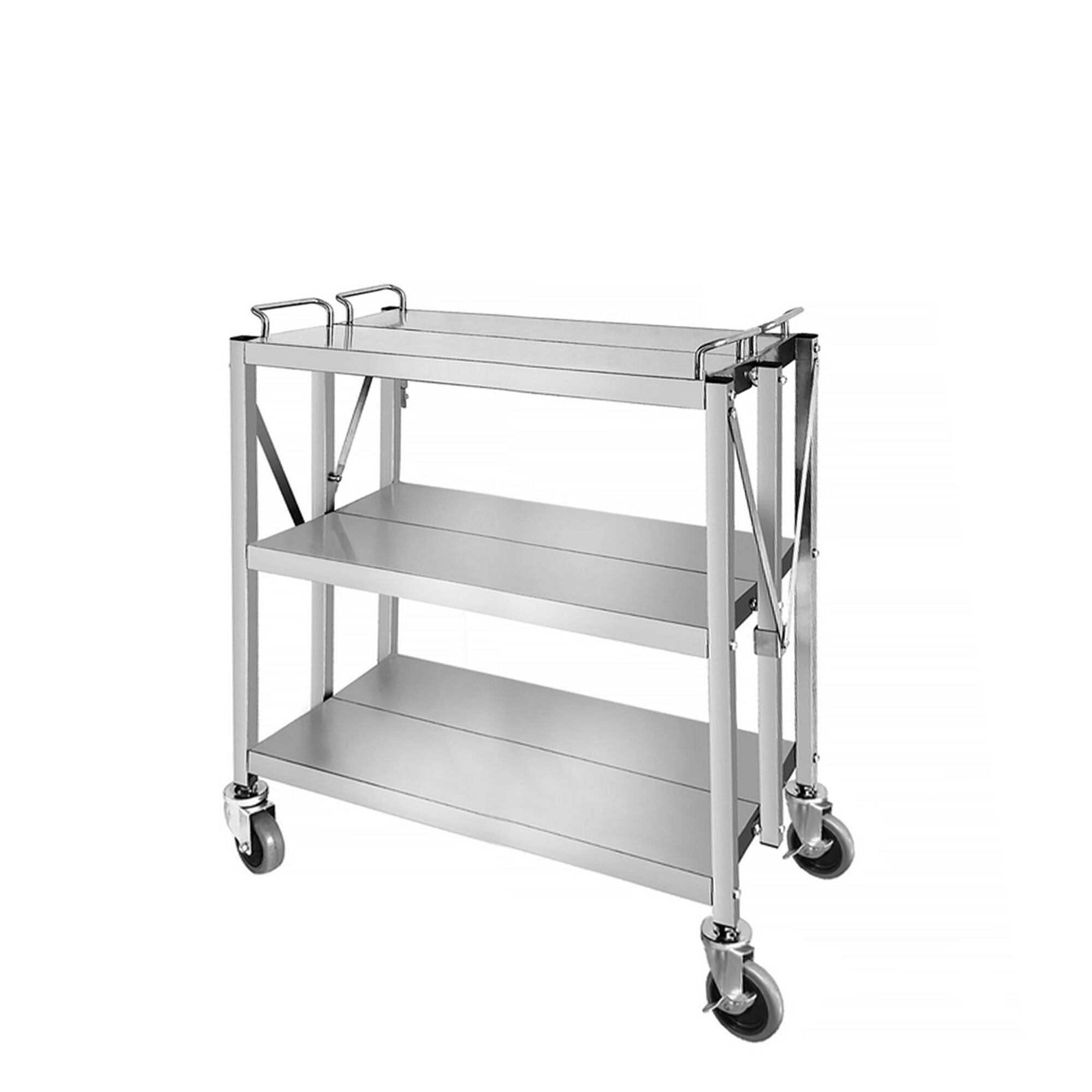 Chariot de service – pliable – 880x500 mm – avec 3 surfaces de rangement