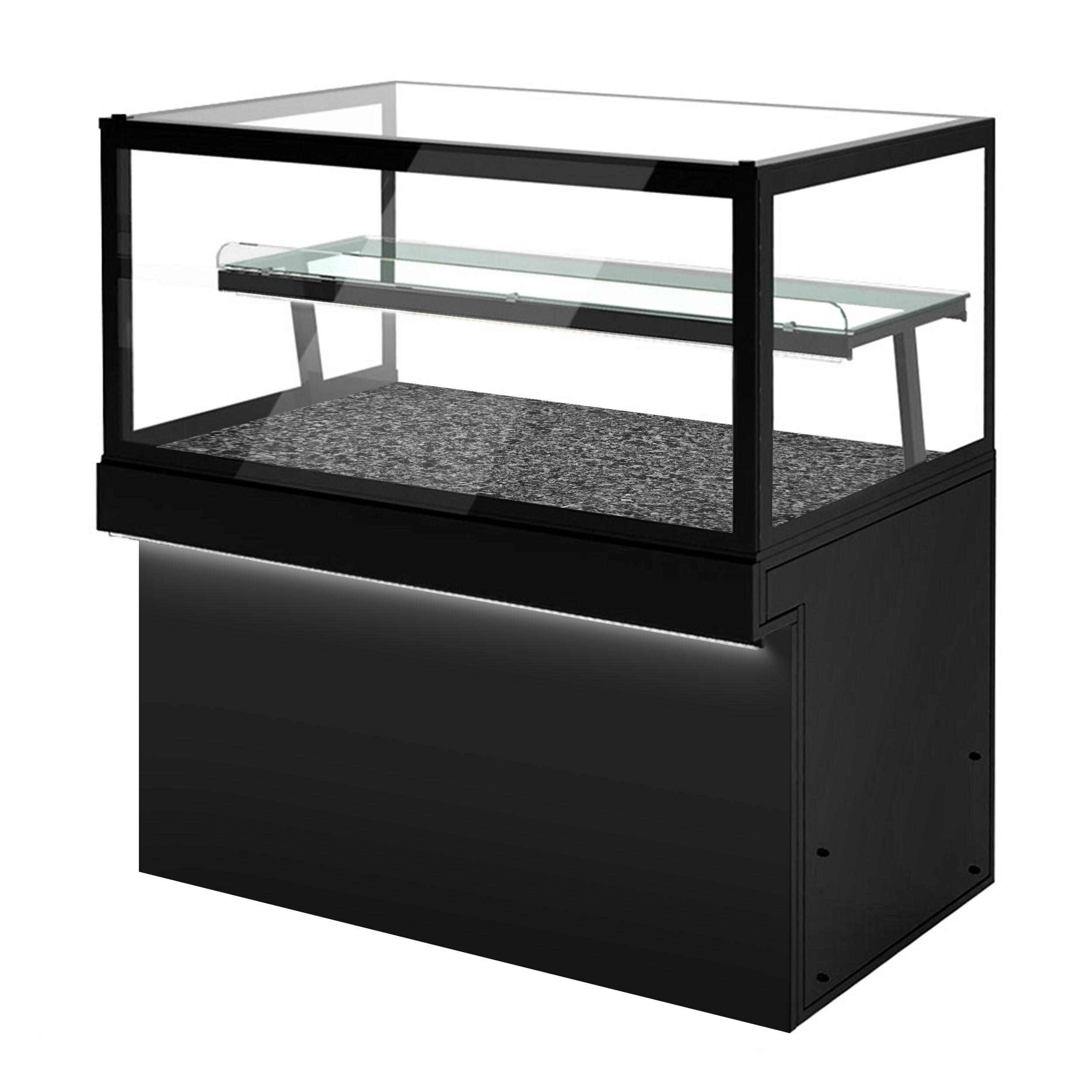 Patisserie Counter TORONTO - 1500x800mm - double glazing - granite worktop - black front - with 2 shelves
