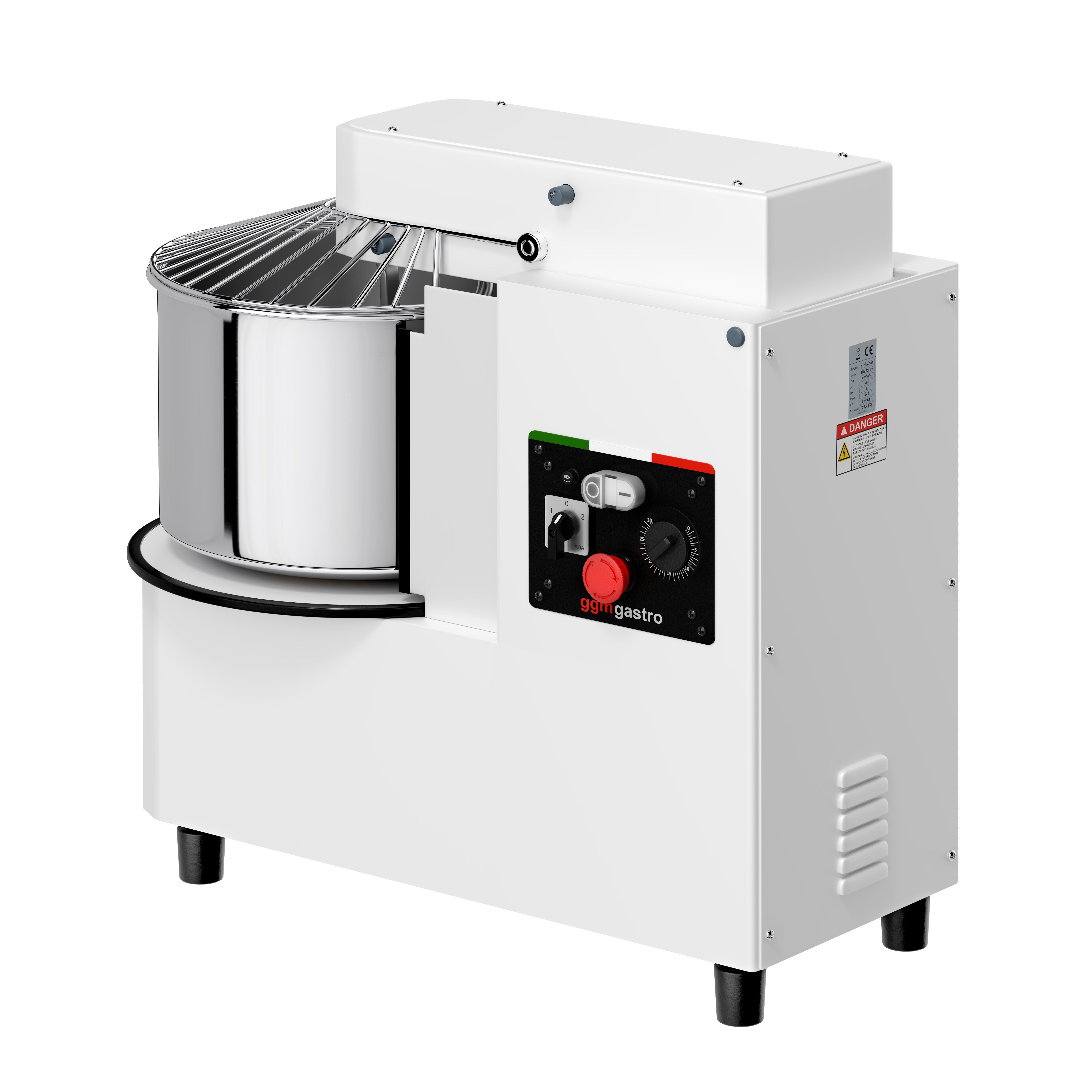 Pétrin à Pâte / Pétrin à spirale - 33 Litres / 25 kg - 2 Vitesses - Cuve Amovible & Tête Relevable - Fonction Minuterie