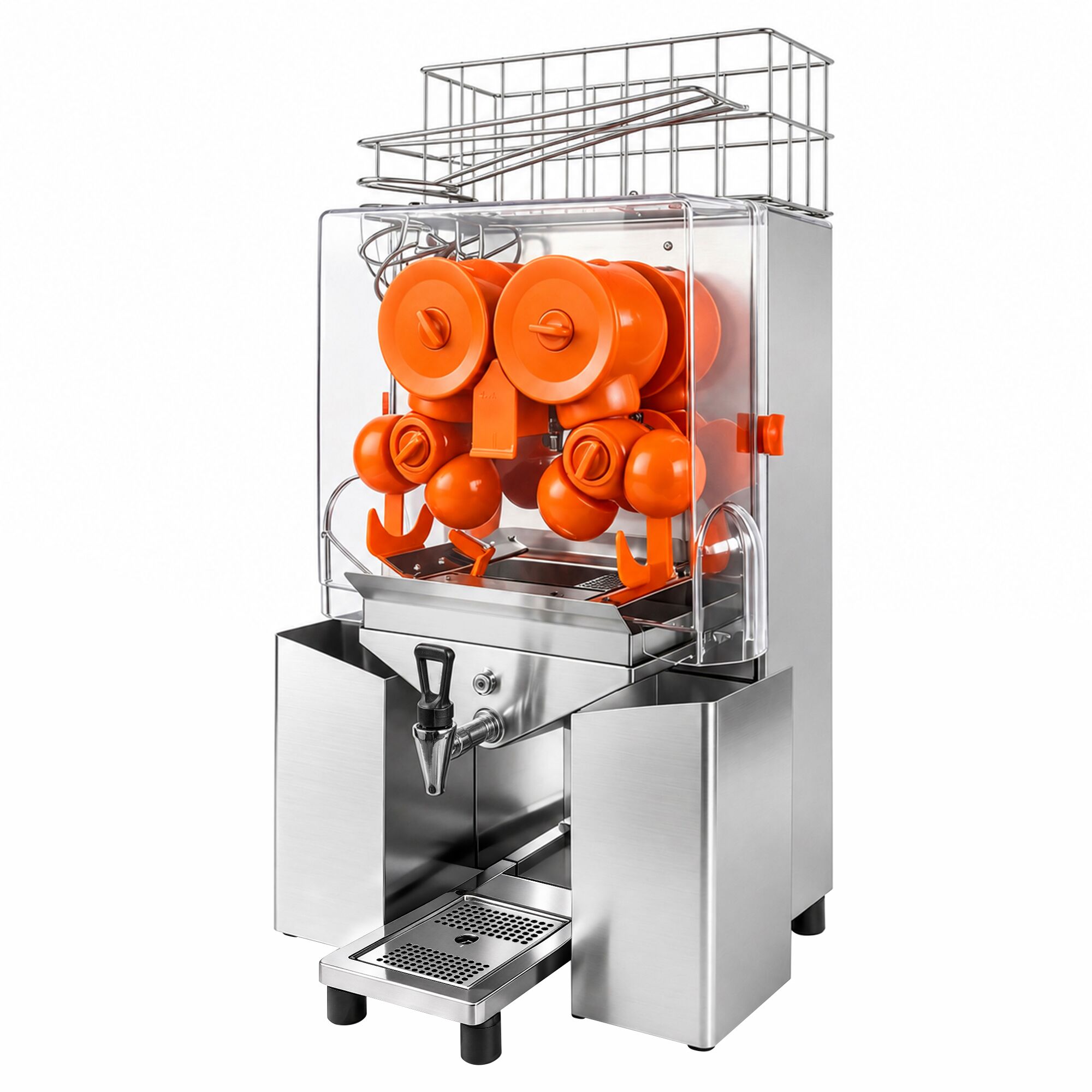 Electric orange juicer – with manual fruit feed and drain tap