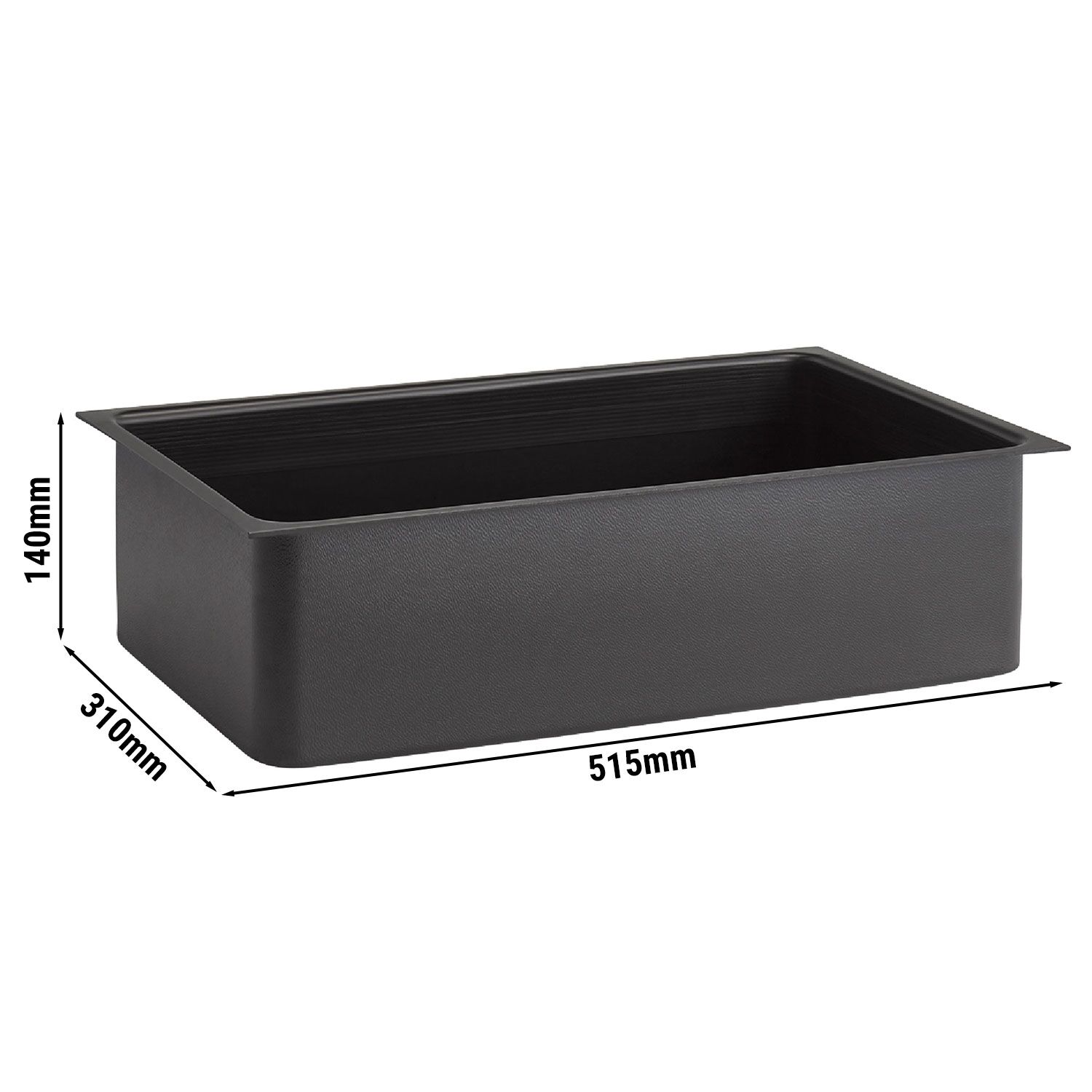 Bac GN (GN 1/1) - VALO - Polystyrène - 515x310mm H:140mm - pour 14002 - Noir | Bac Gastronorme polystyrène GN 1/1 - 515x310mm H:140mm - Noir