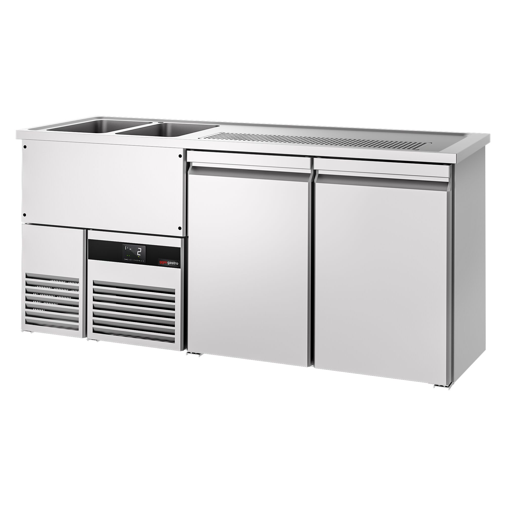Comptoir de bar réfrigéré PREMIUM - 1950x700mm - 2 portes