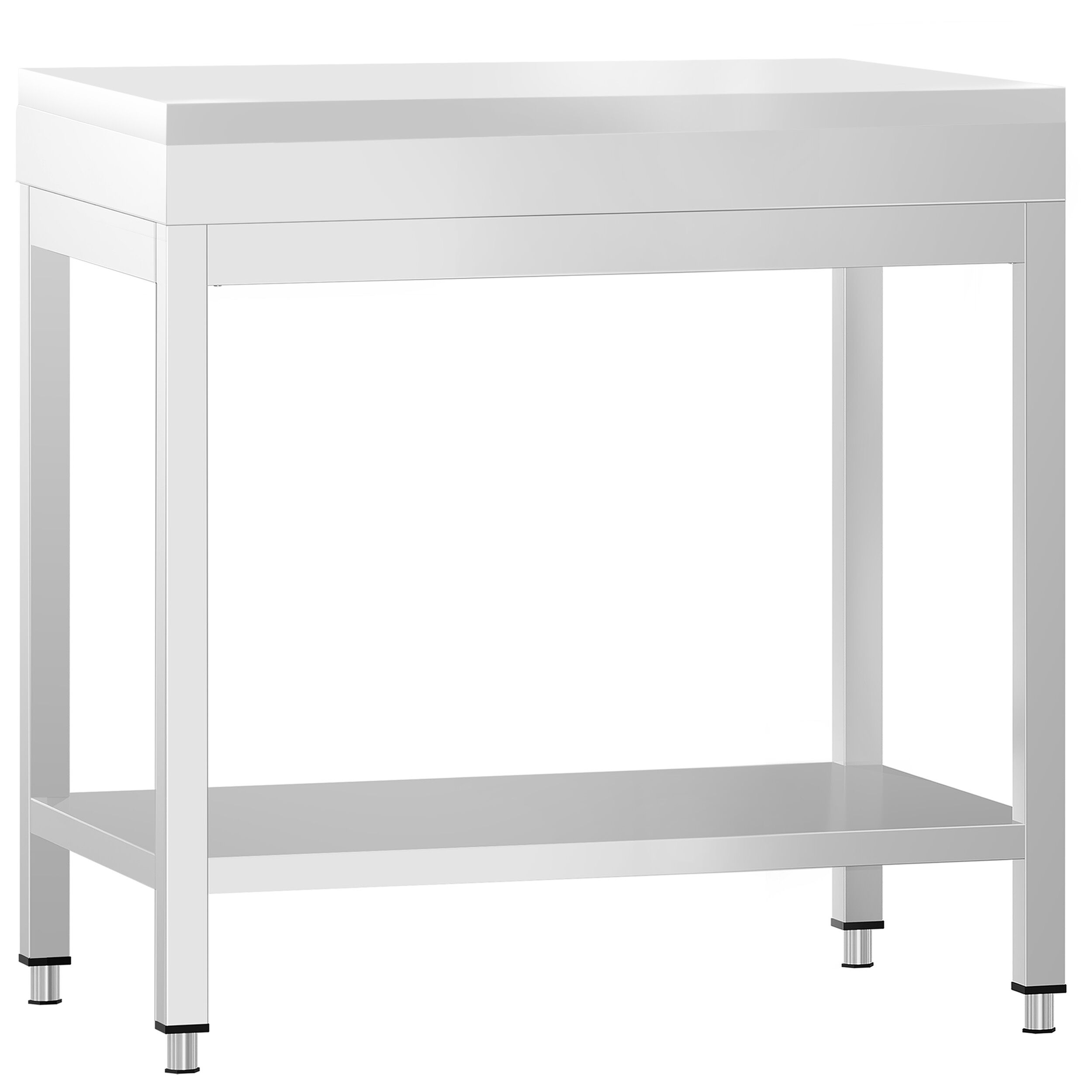 Stół roboczy centralny ze stali nierdzewnej PREMIUM - 600x700mm - z półką - z deską do krojenia Biały