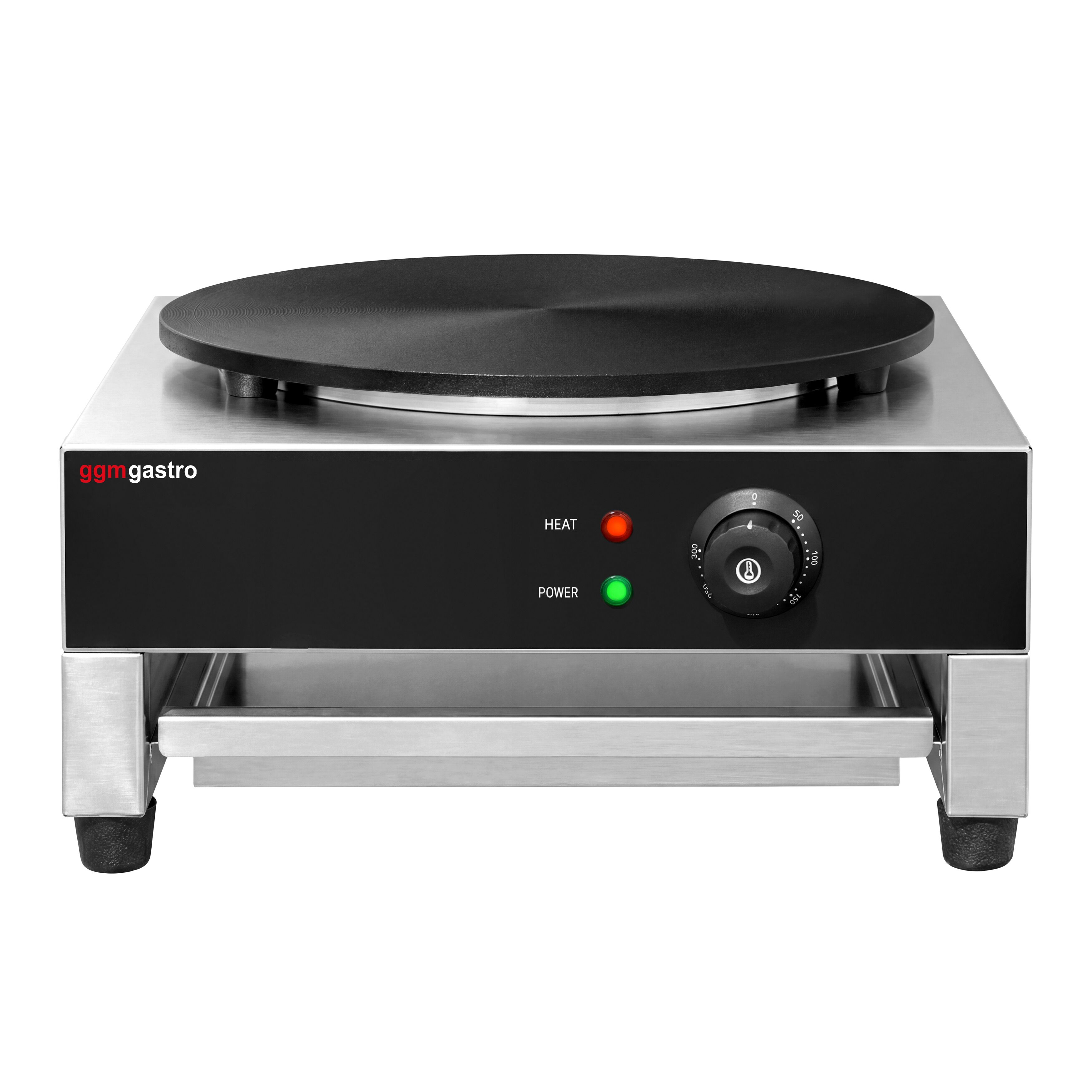 Crêpière professionnelle - Thermostat réglable - Ronde - Ø 400mm incl. râteau à crêpes