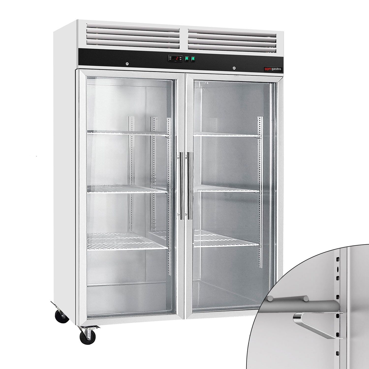 Armoire réfrigérée positive en acier inoxydable ECO – 1200 litres – avec 2 portes vitrées