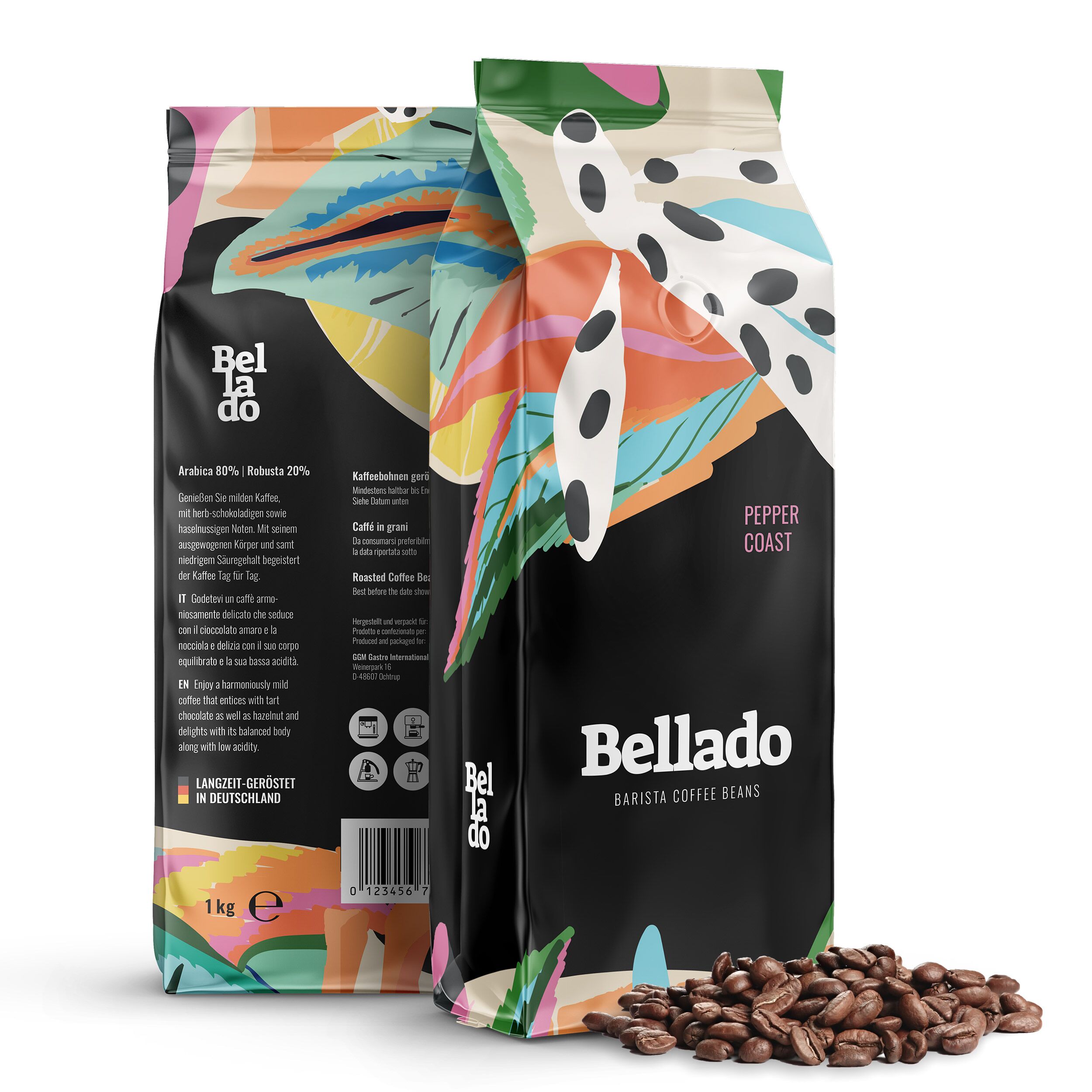 BELLADO| Pepper Coast Coffee Beans – Light Roast-Chocolate & Hazelnut-6 x 1 kg