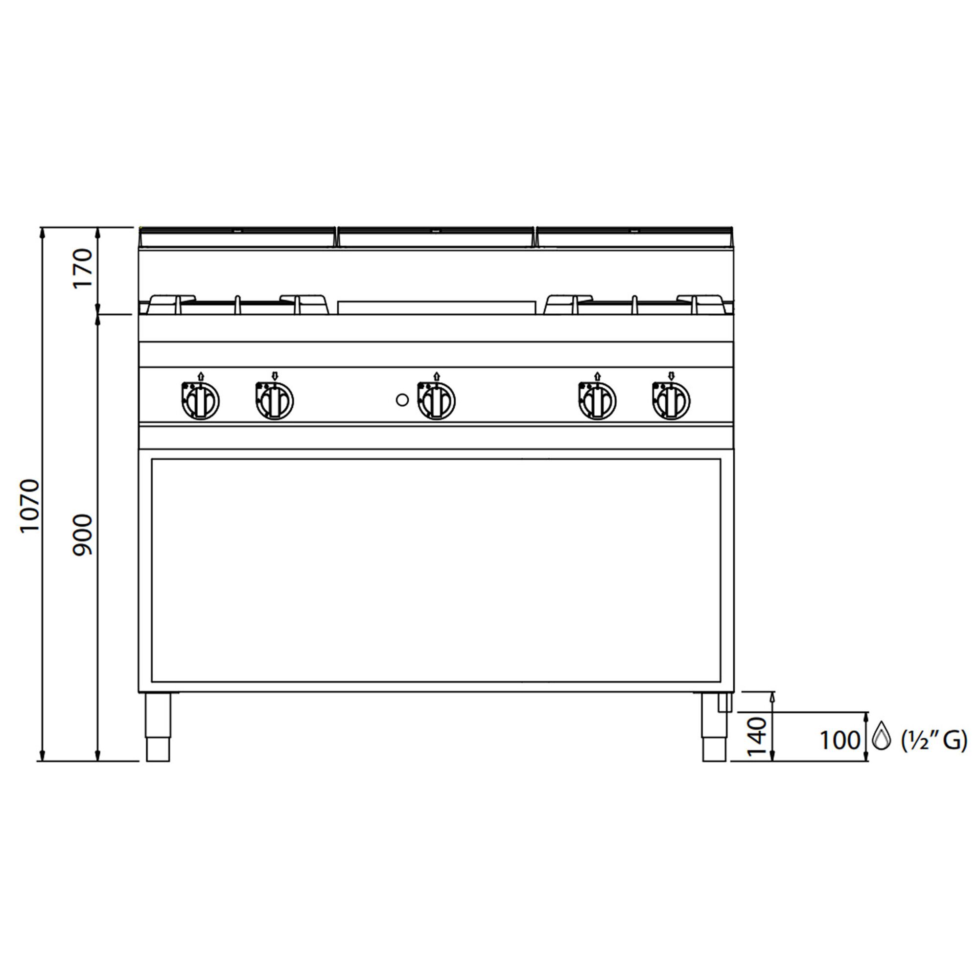 Plaque coup de feu & fourneau à gaz – 28 kW – 4 brûleurs