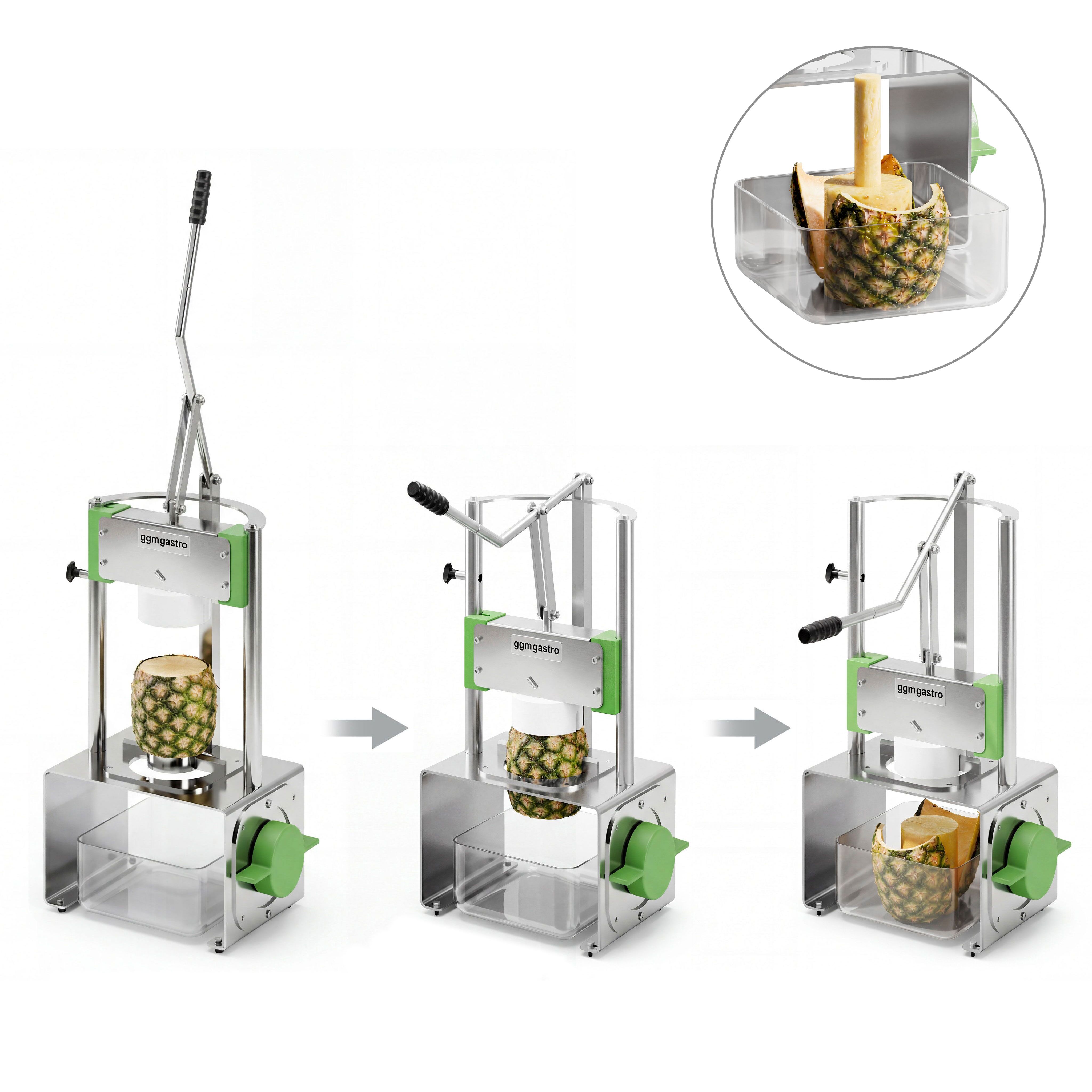 Manual Pineapple Peeler – with 2 Interchangeable Blades Ø 74 & 89 mm – Removes Core & Peel