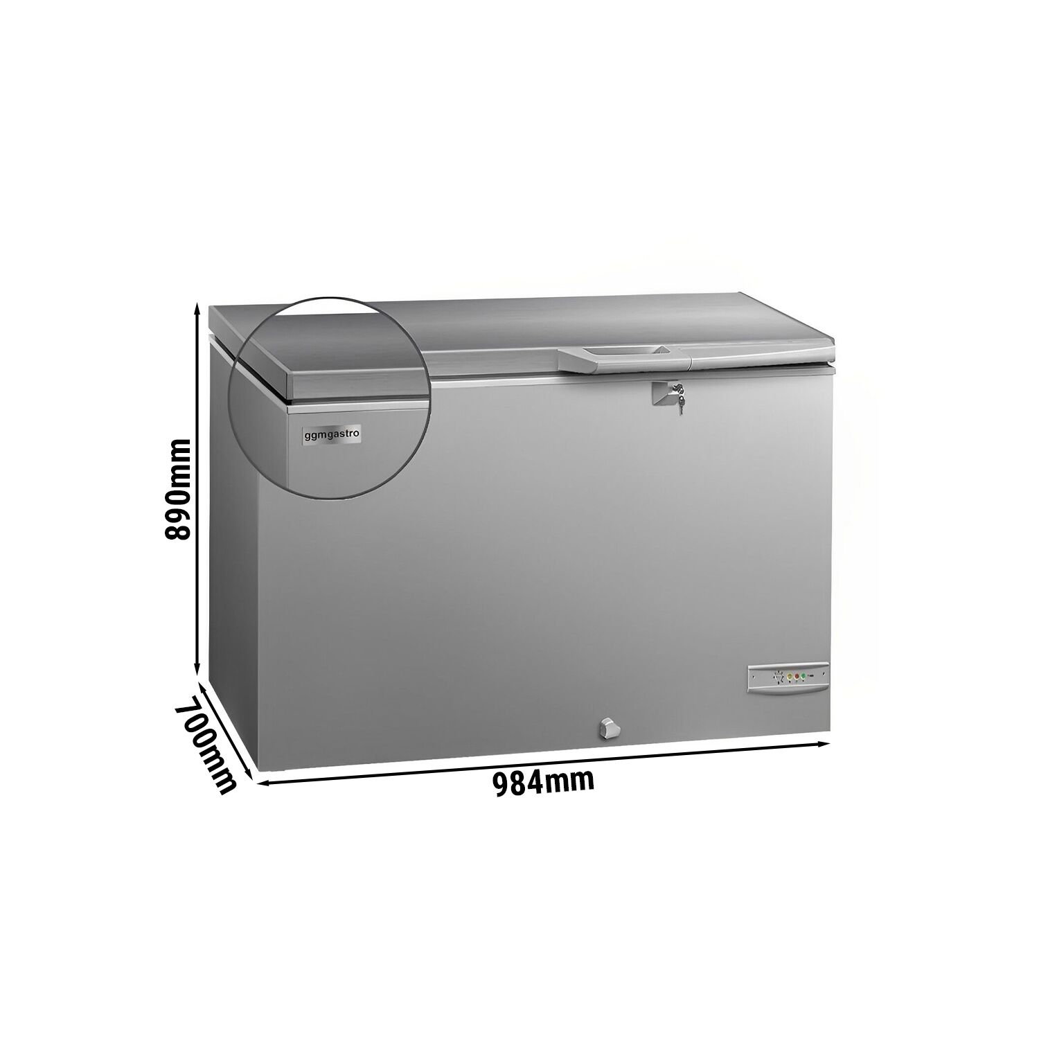 Congélateur coffre - 985 mm - 236 litres - couvercle en inox - incl. cloison de séparation