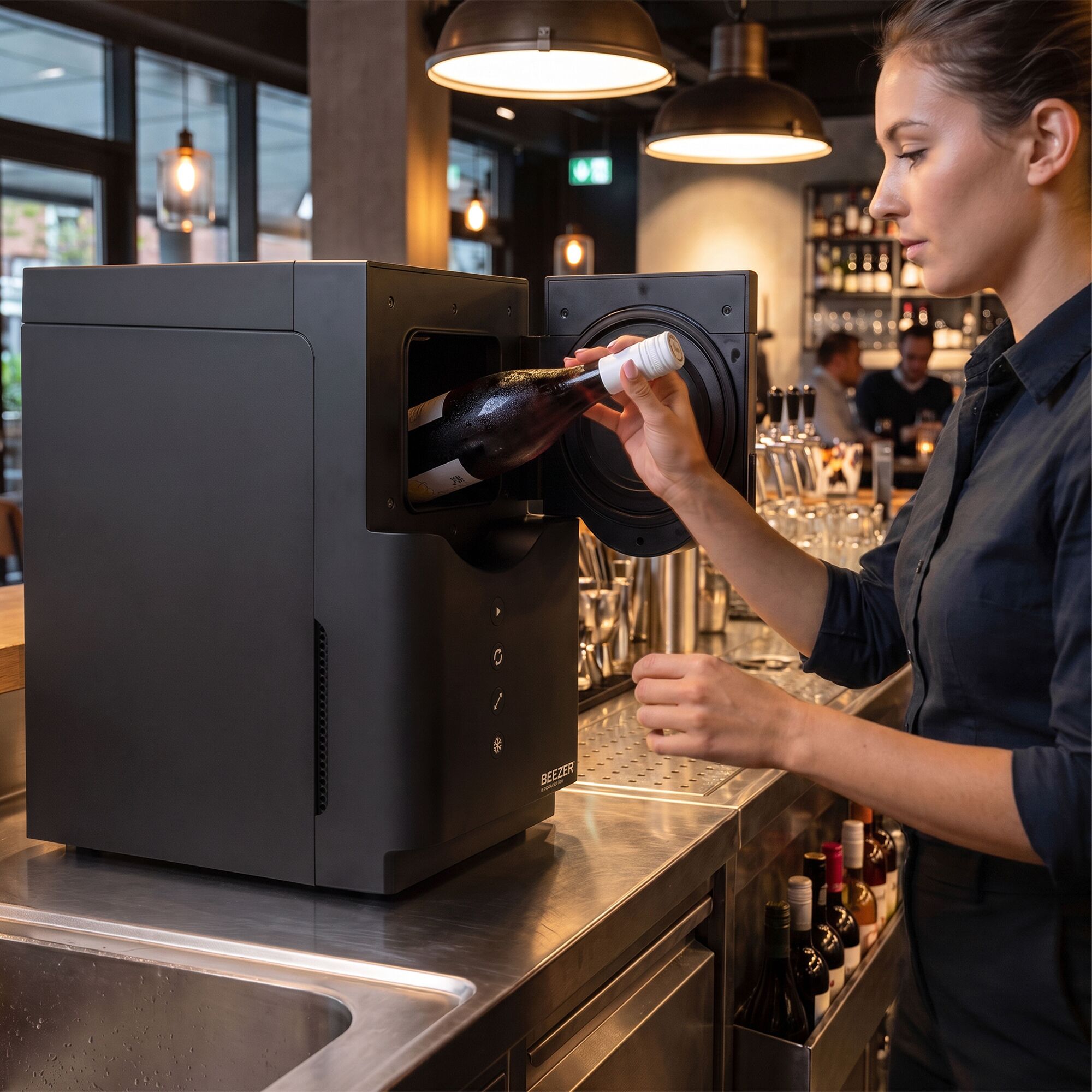 BEEZER | Flaschenkühler - zur Einzelkühlung von Dosen & Flaschen mit 0.25l bis 0.75l - Schwarz