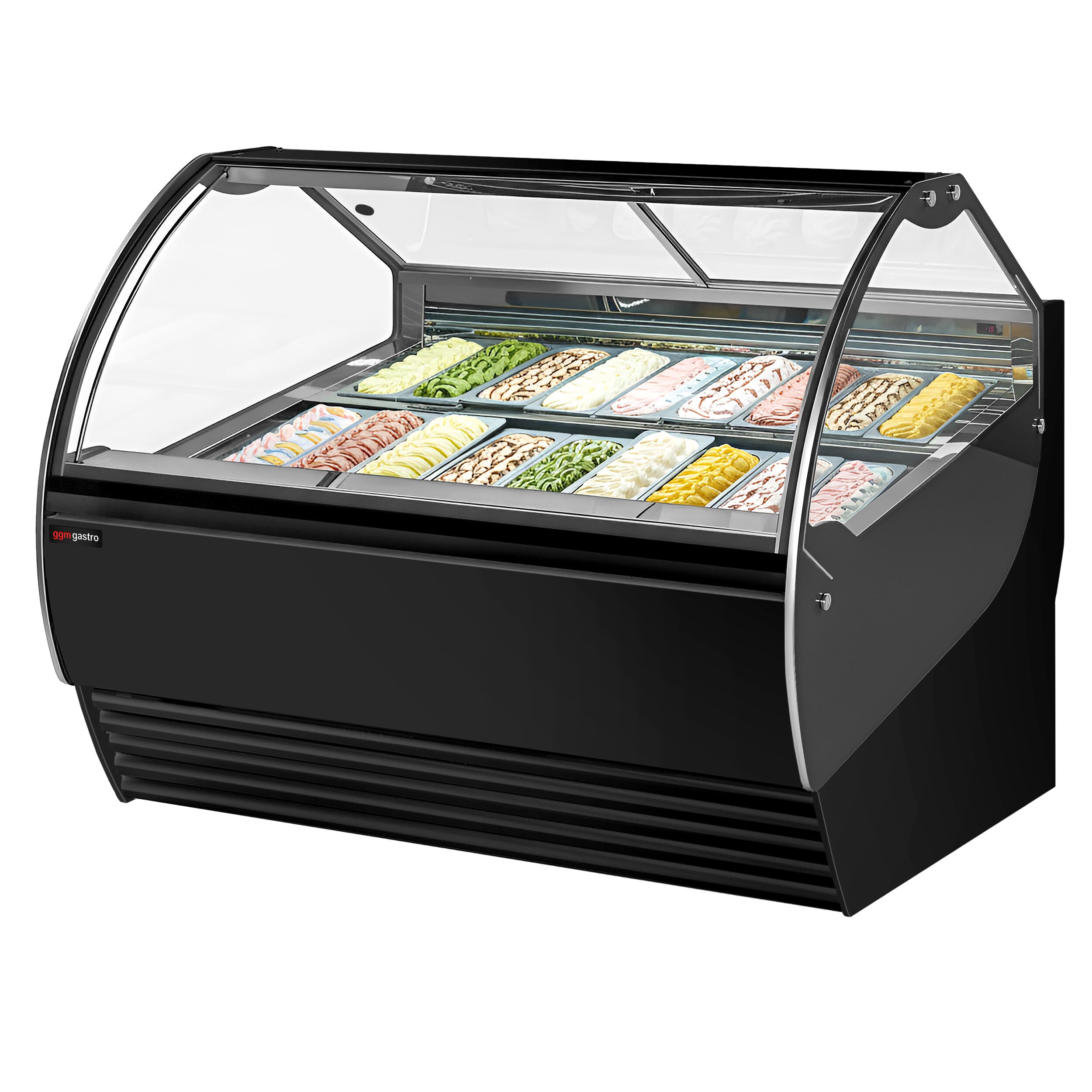 Vitrine à glace NOLAN – 1736 mm – refroidissement ventilé – pour 18 bacs à glace de 5 litres – Noir