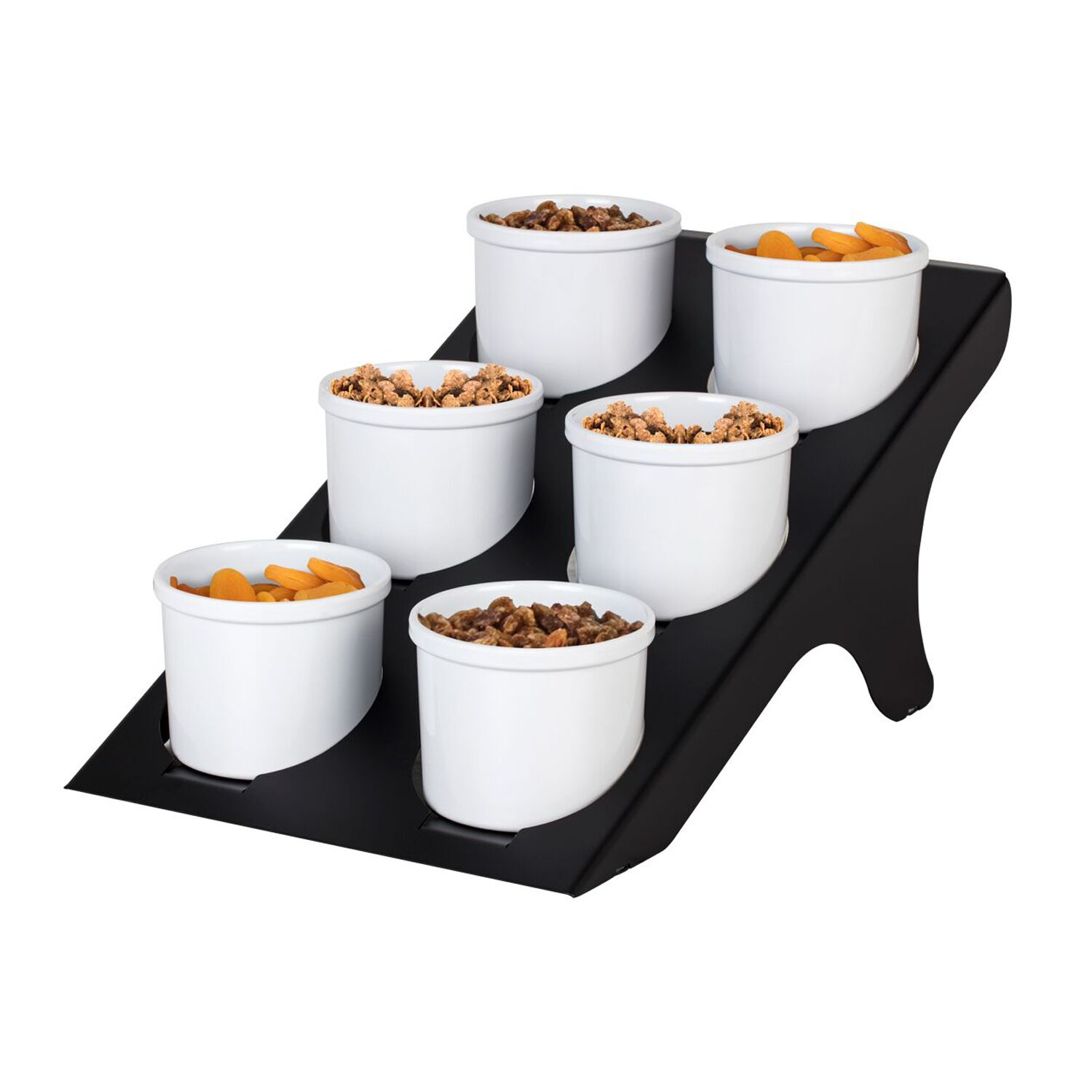 Présentoir buffet / étagère - noir - incl. 6 bols en mélamine - ronds
