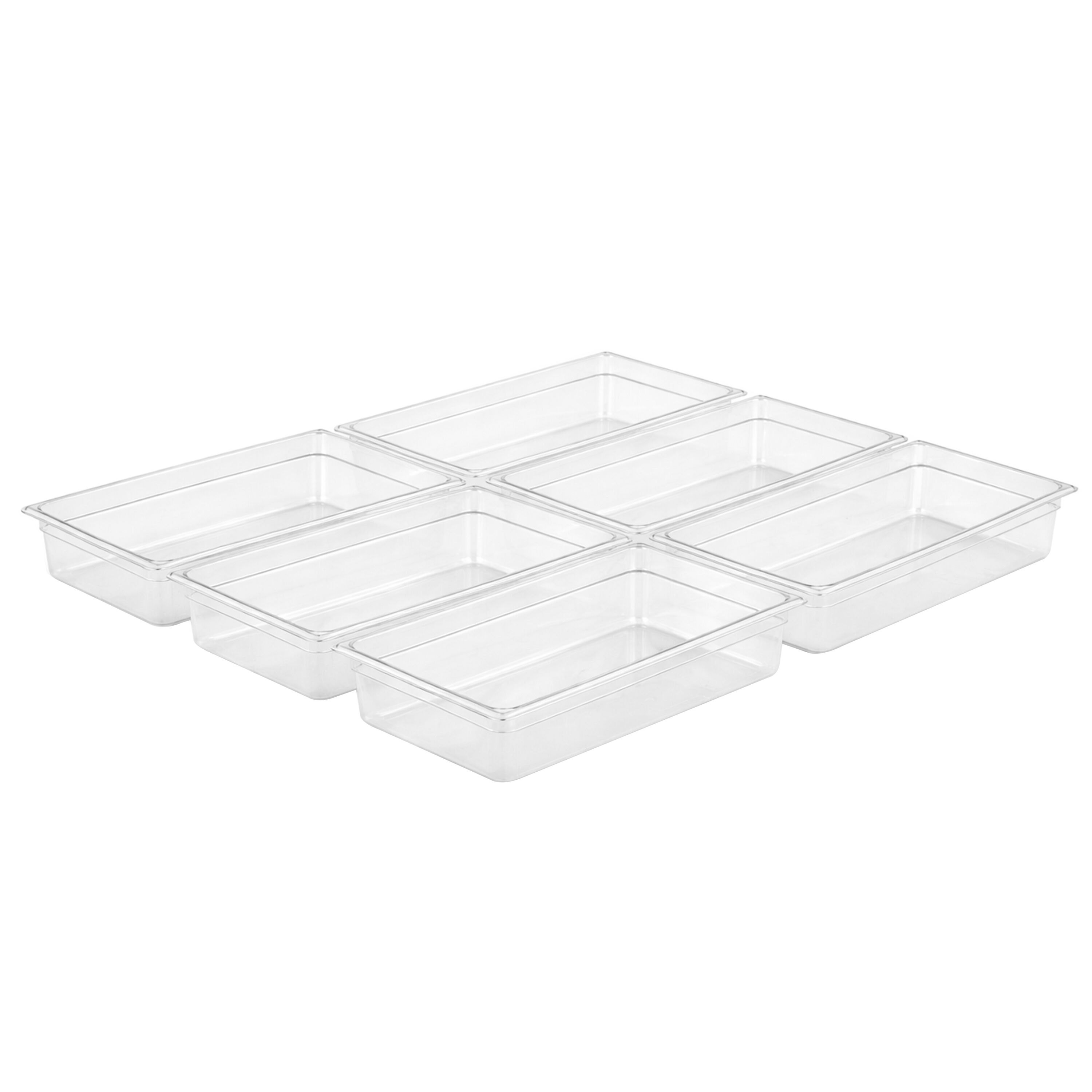 (6 pièces) Bac en Polycarbonate GN 1/1 - Transparent - Hauteur : 100 mm