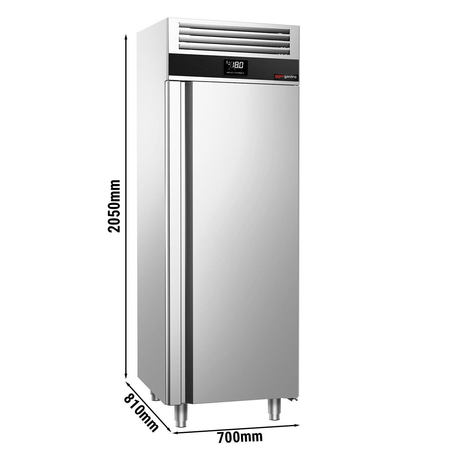 Armoire réfrigérée vitrée négative en acier inoxydable PREMIUM - GN 2/1 - 650 L - avec 1 porte vitrée