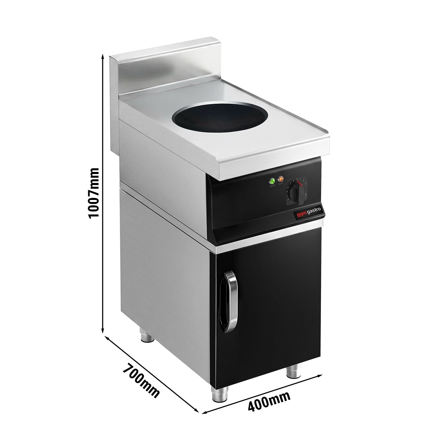 Wok à induction - 3,5 kW - incl. soubassement avec 1 porte